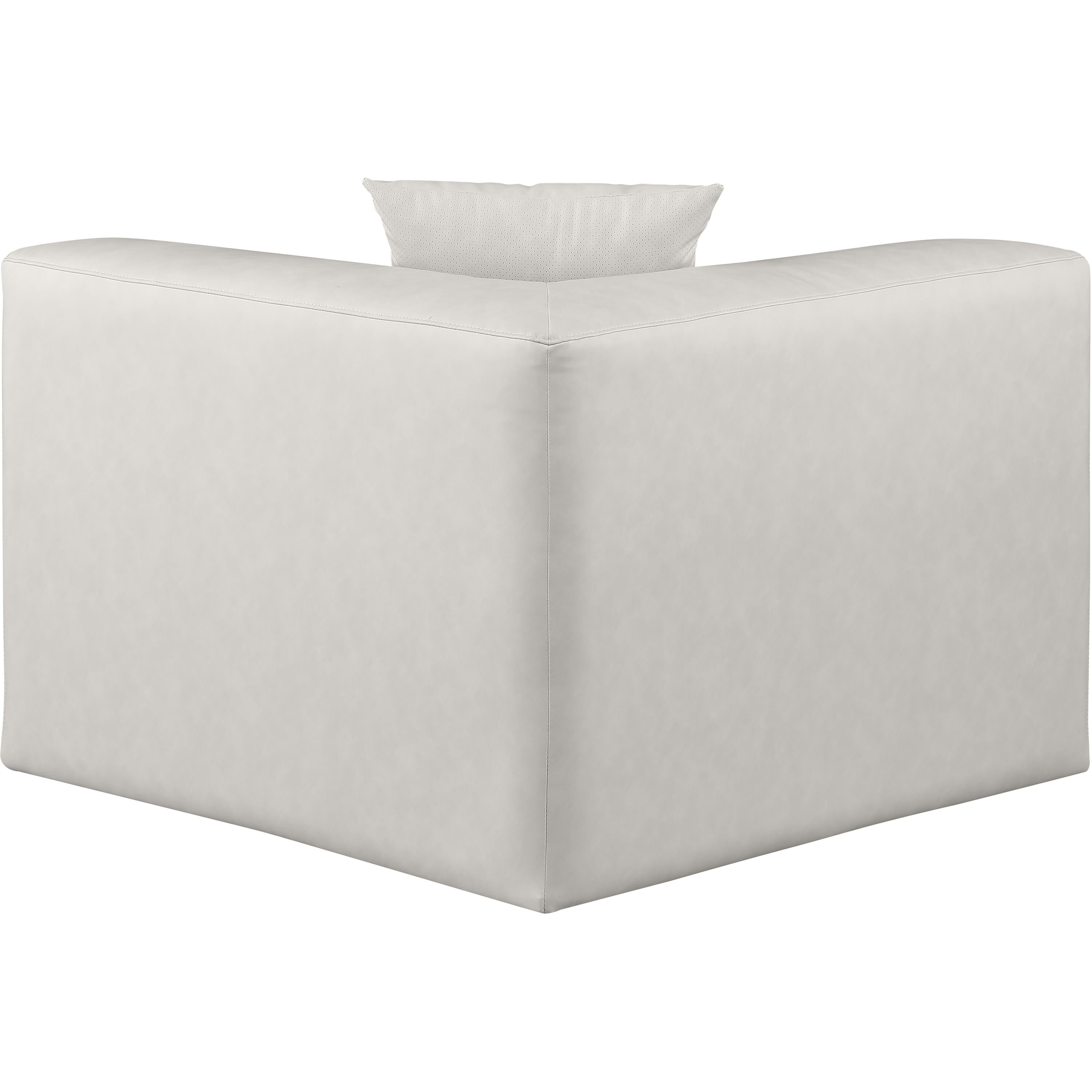 Meridian Cube Cream Vegan Leather Corner Chair
