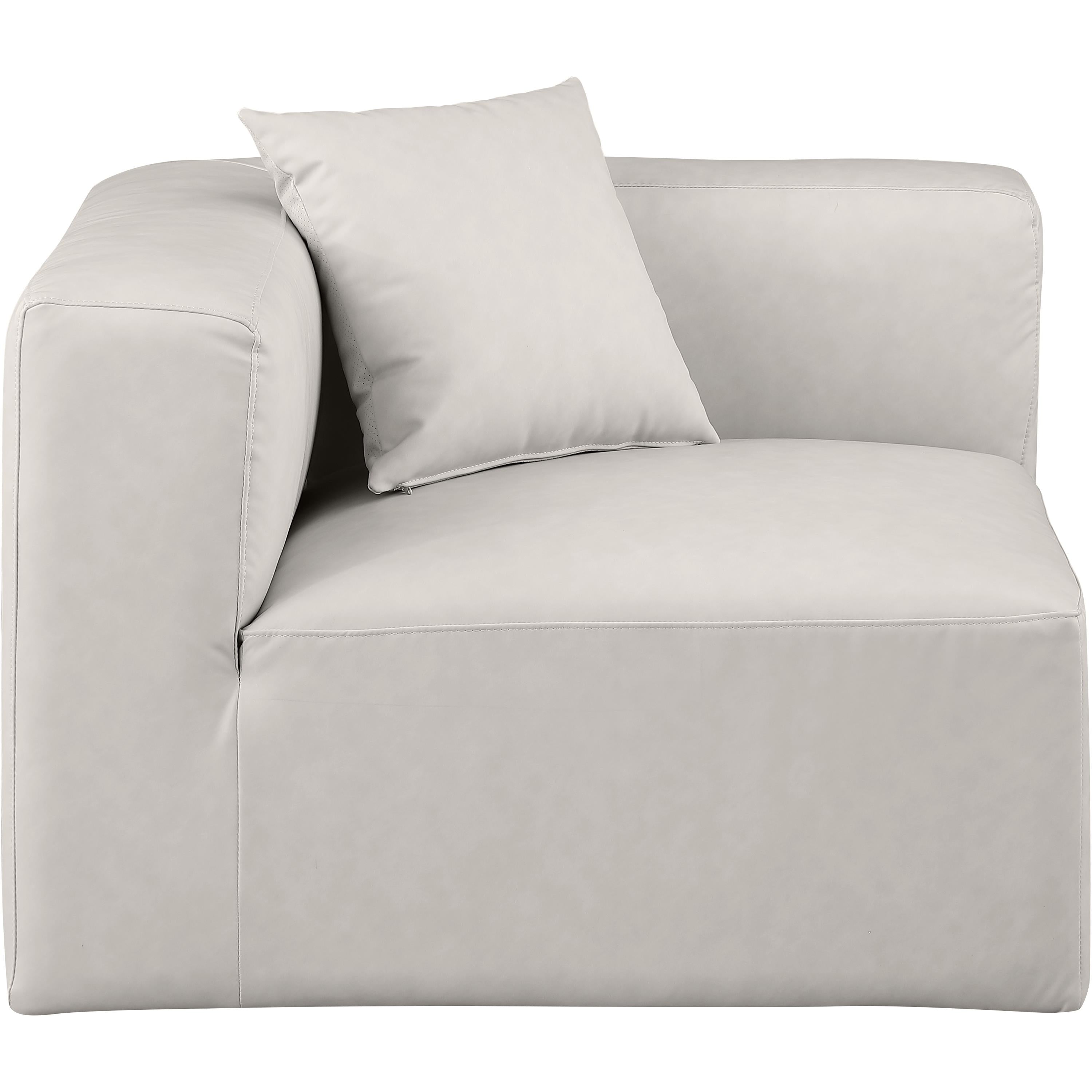 Meridian Cube Cream Vegan Leather Corner Chair