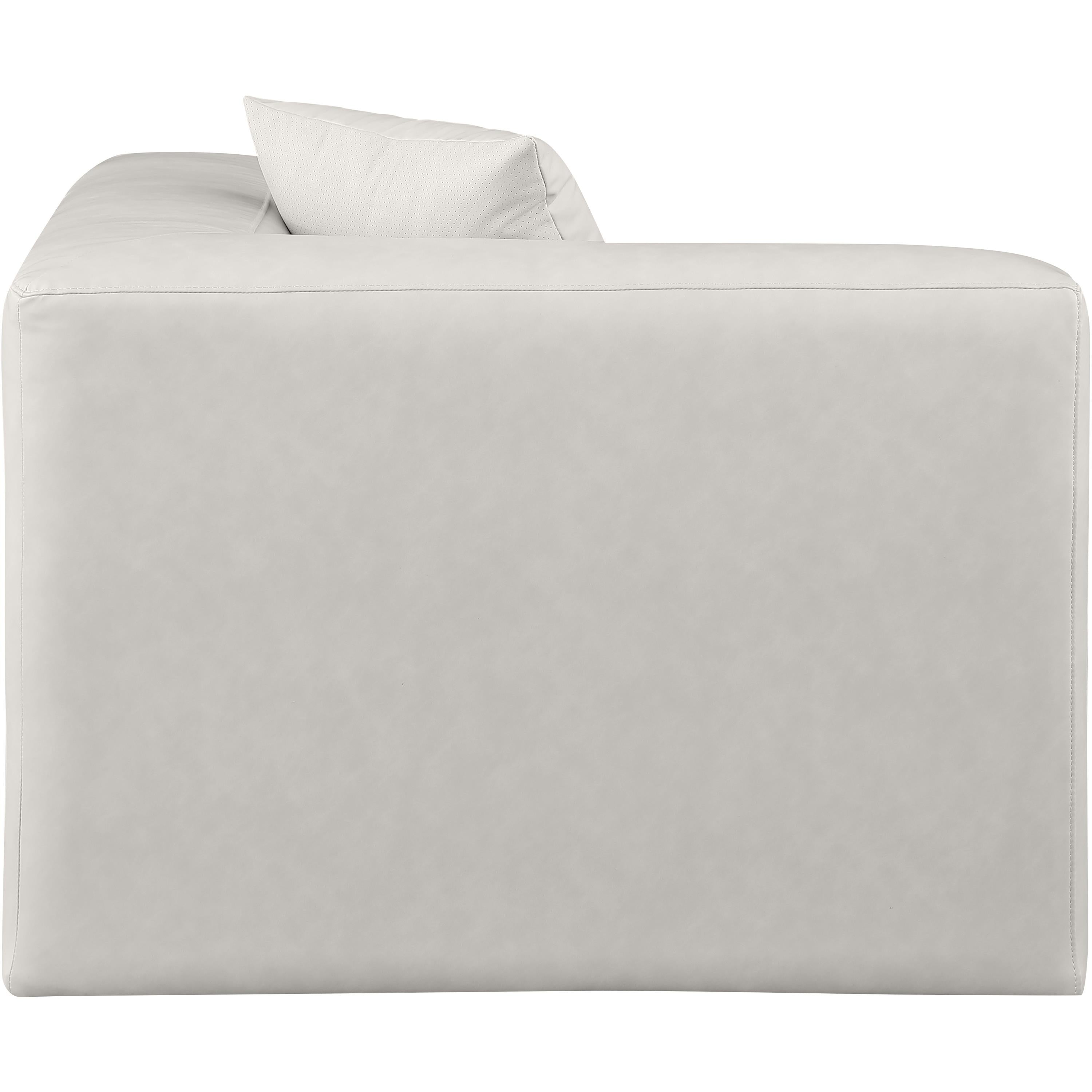 Meridian Cube Cream Vegan Leather Corner Chair