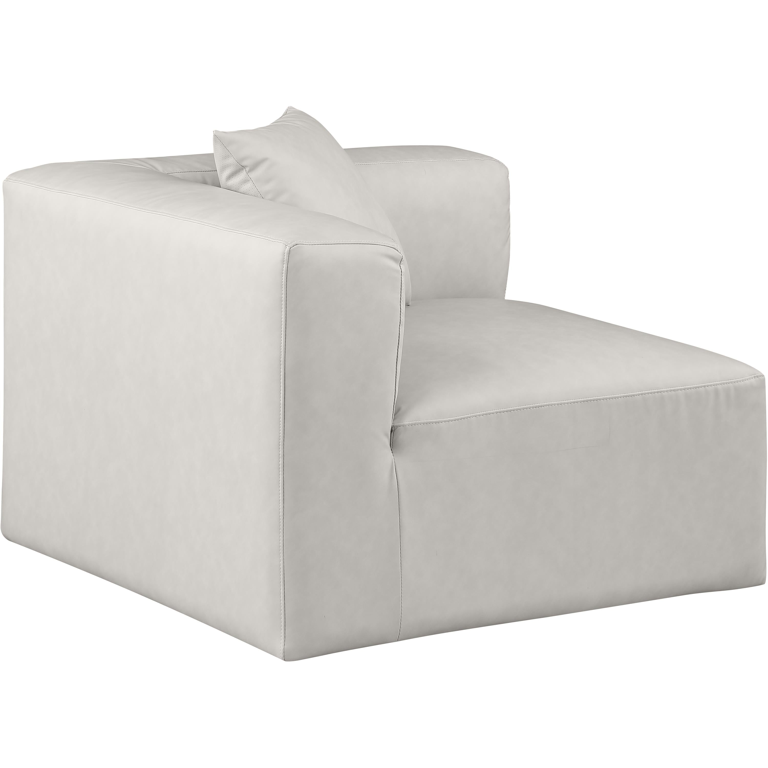 Meridian Cube Cream Vegan Leather Corner Chair
