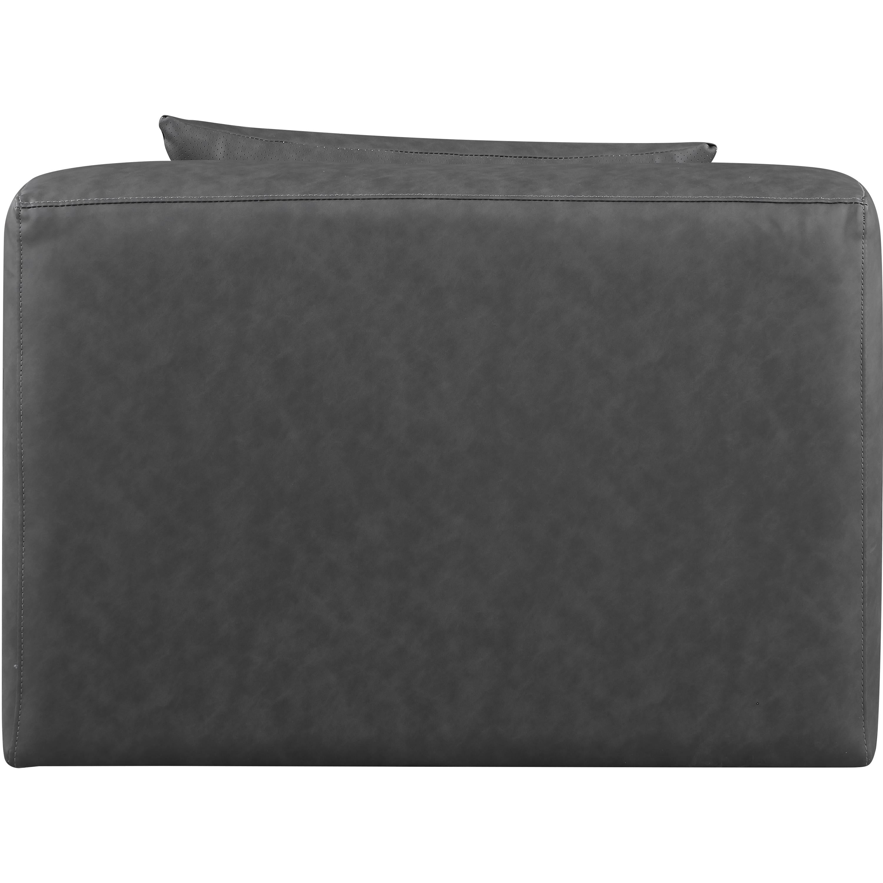 Meridian Cube Charcoal Grey Vegan Leather Armless Chair