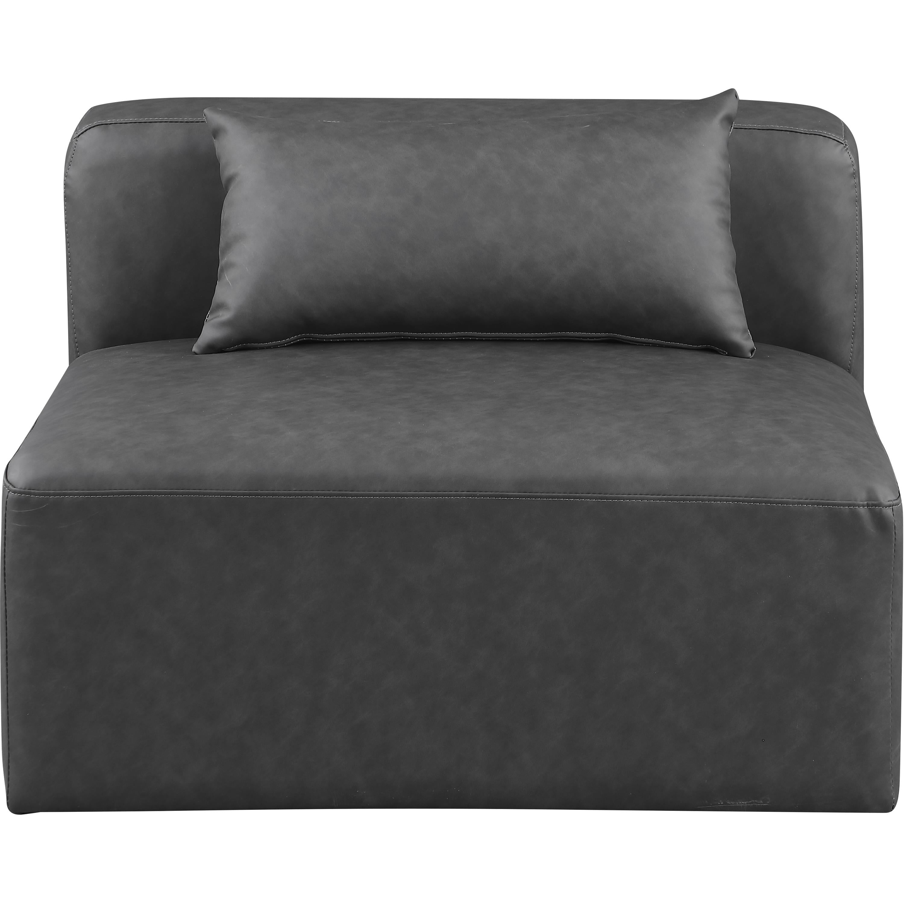 Meridian Cube Charcoal Grey Vegan Leather Armless Chair