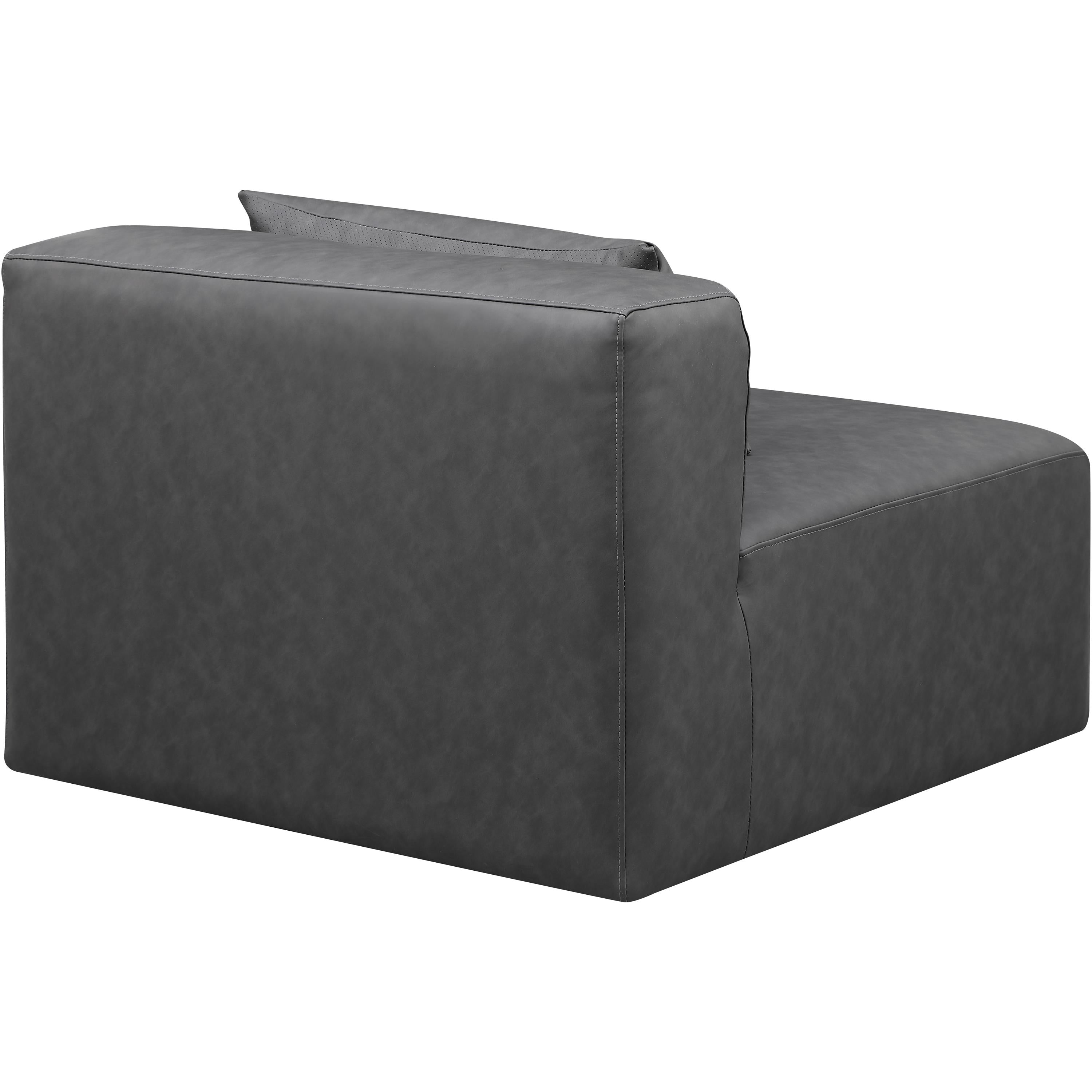 Meridian Cube Charcoal Grey Vegan Leather Armless Chair