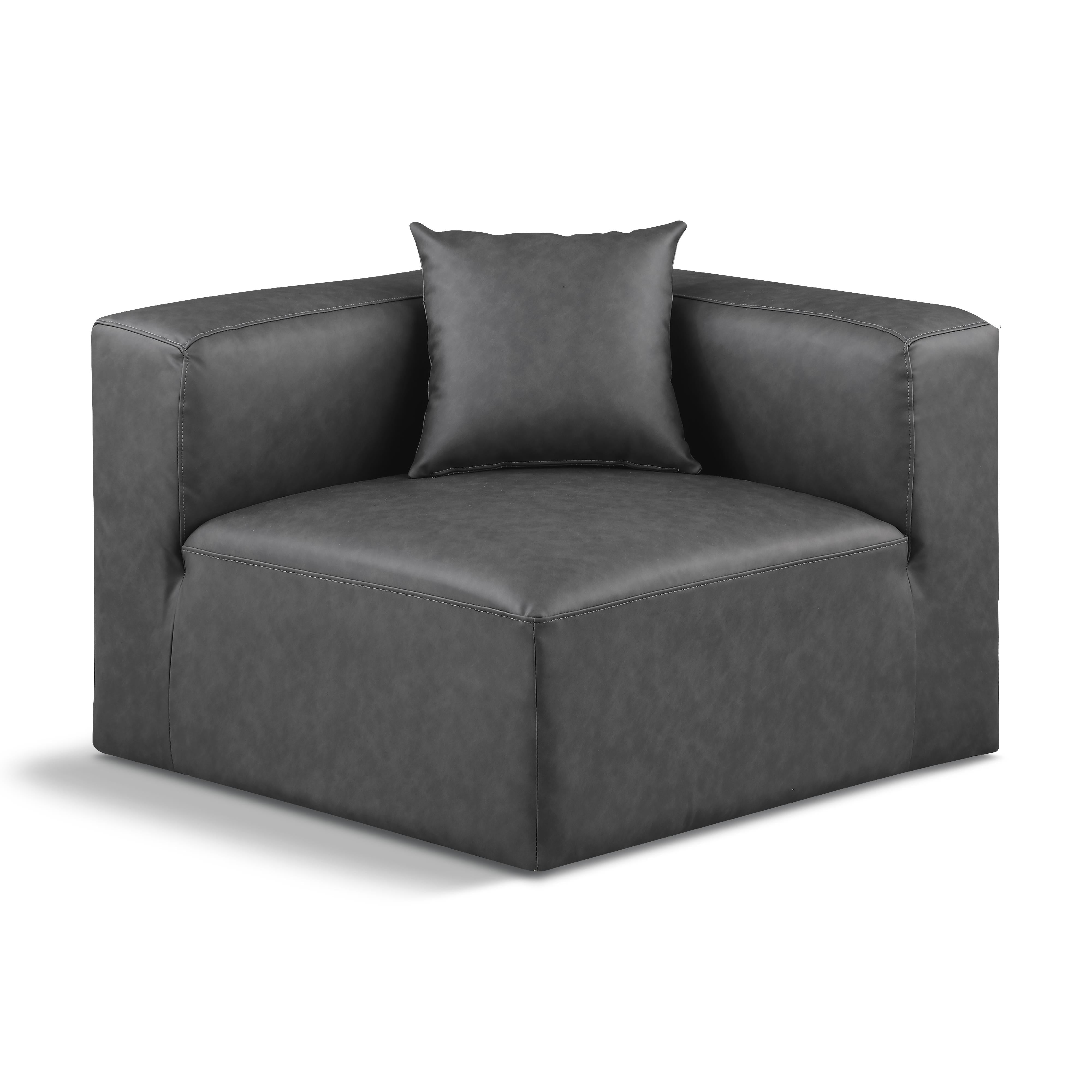 Meridian Cube Charcoal Grey Vegan Leather Corner Chair