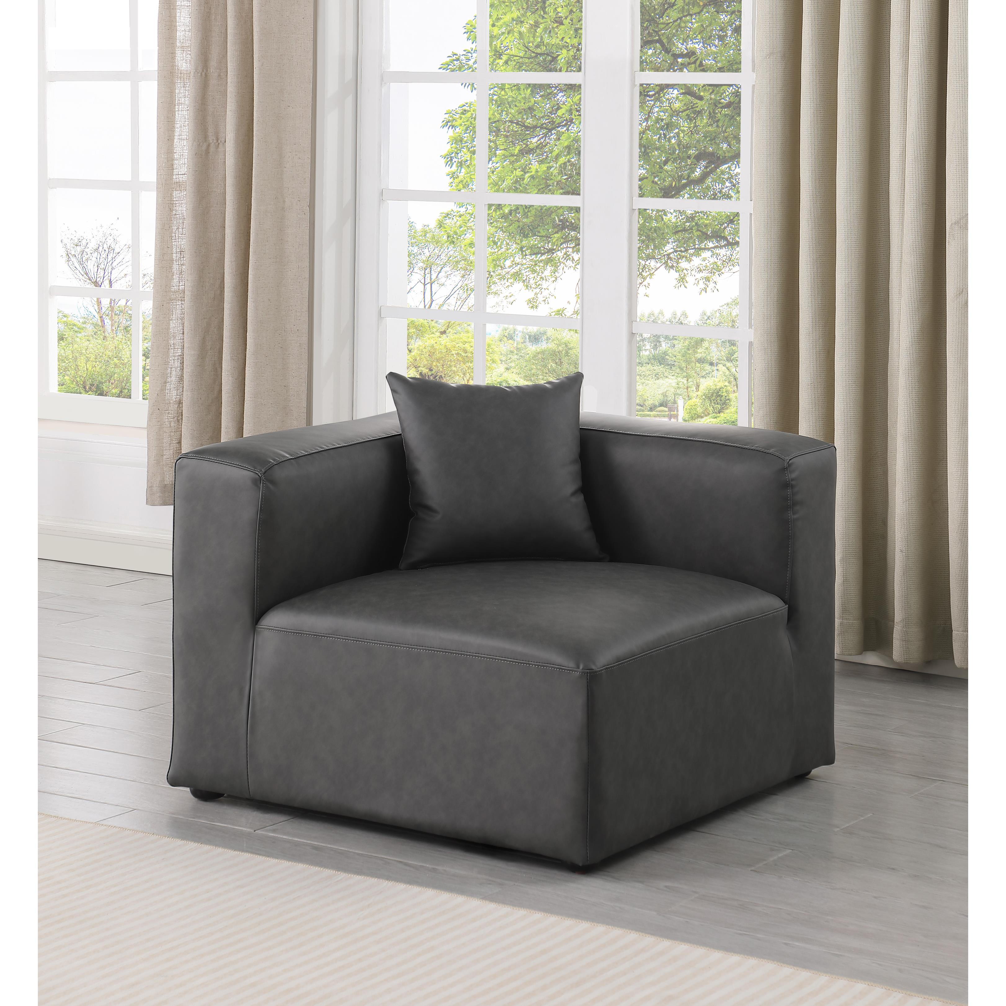 Meridian Cube Charcoal Grey Vegan Leather Corner Chair
