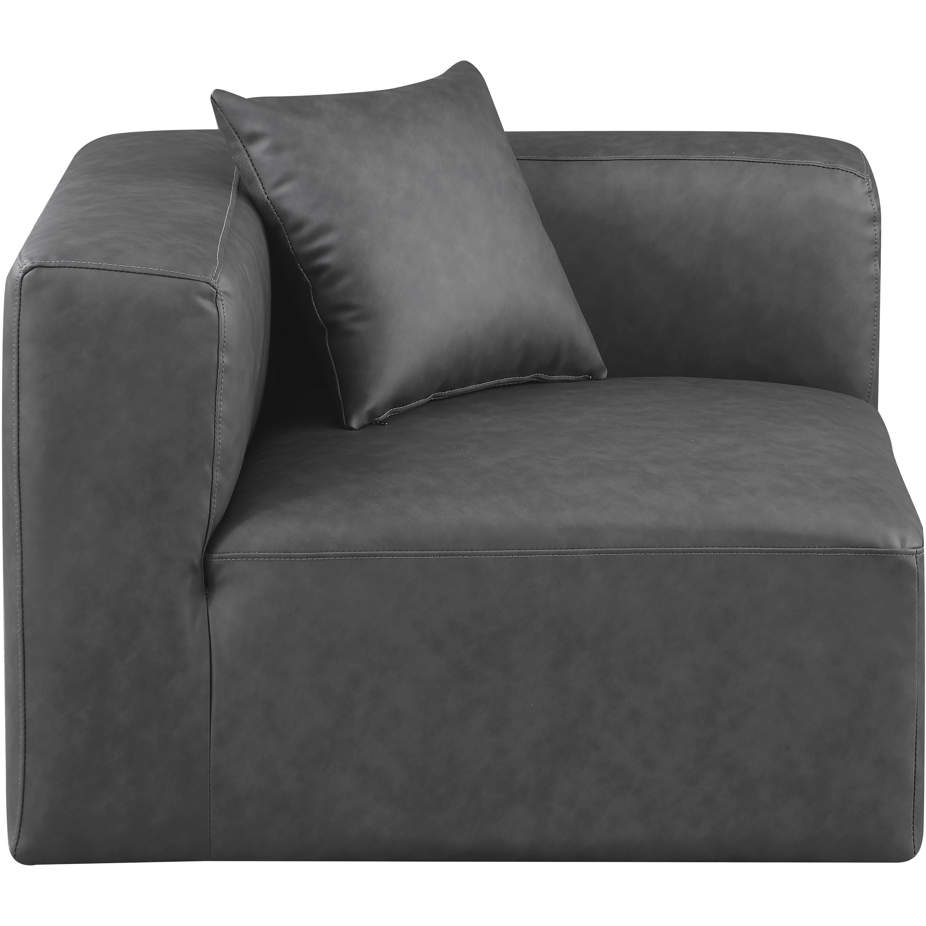 Meridian Cube Charcoal Grey Vegan Leather Corner Chair