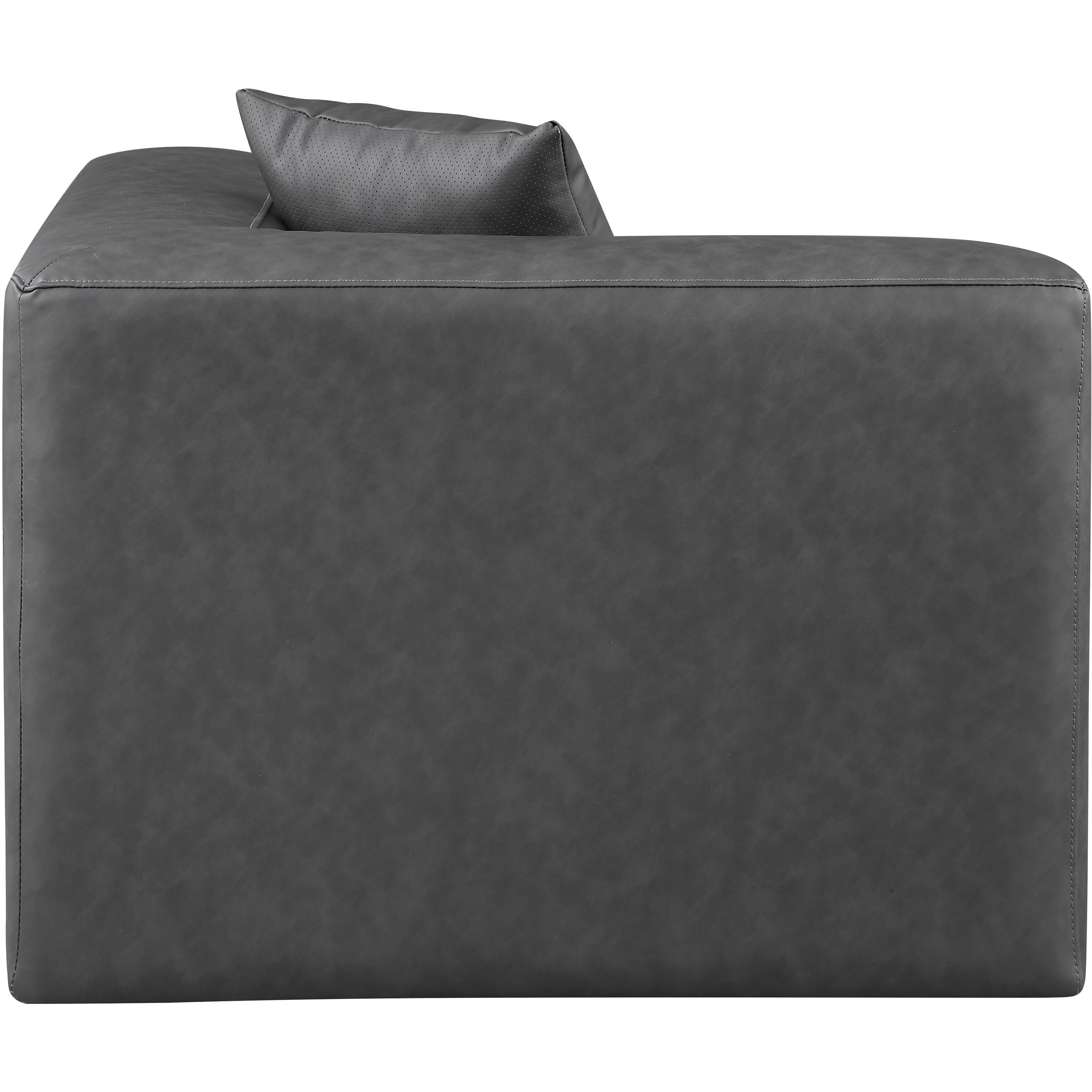 Meridian Cube Charcoal Grey Vegan Leather Corner Chair