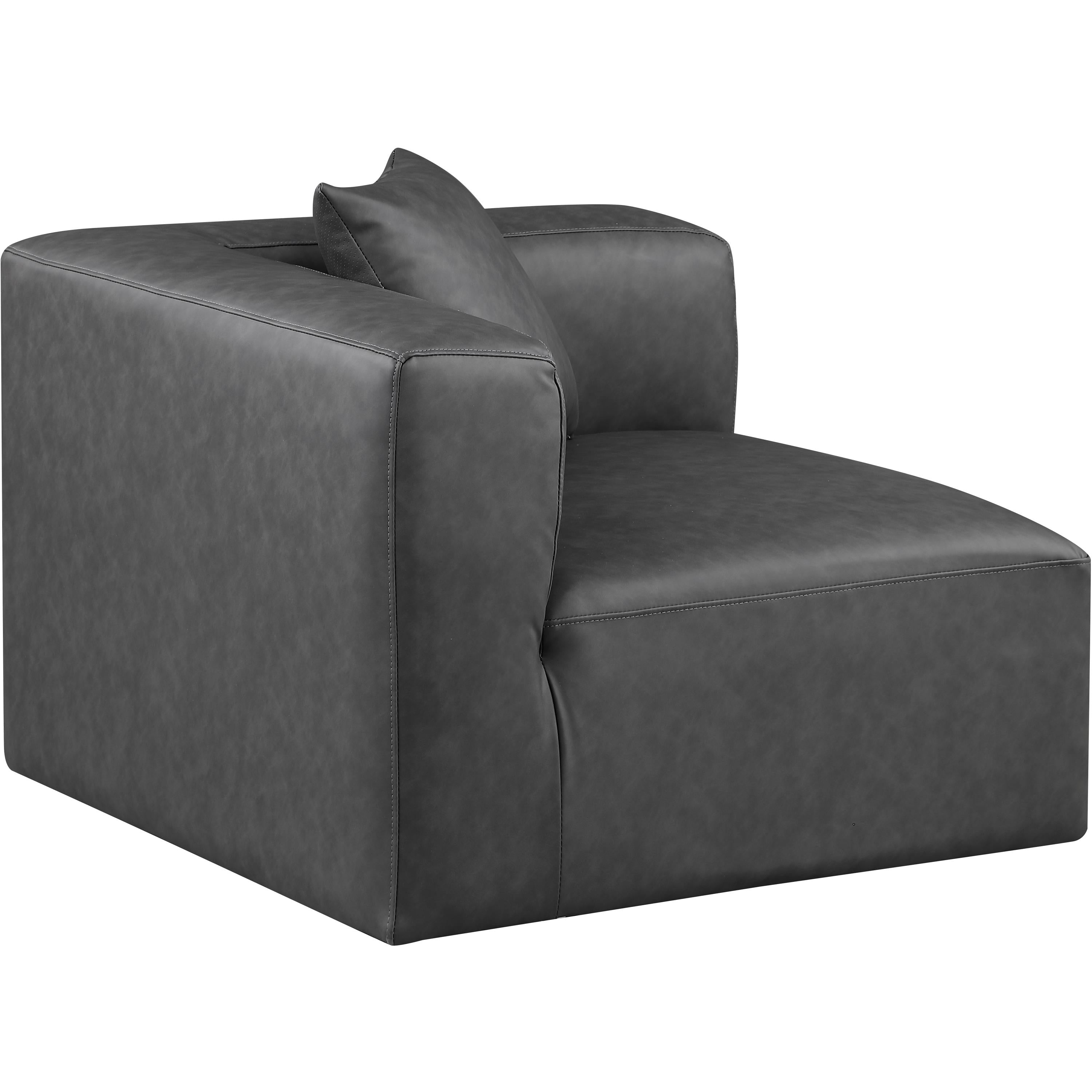 Meridian Cube Charcoal Grey Vegan Leather Corner Chair