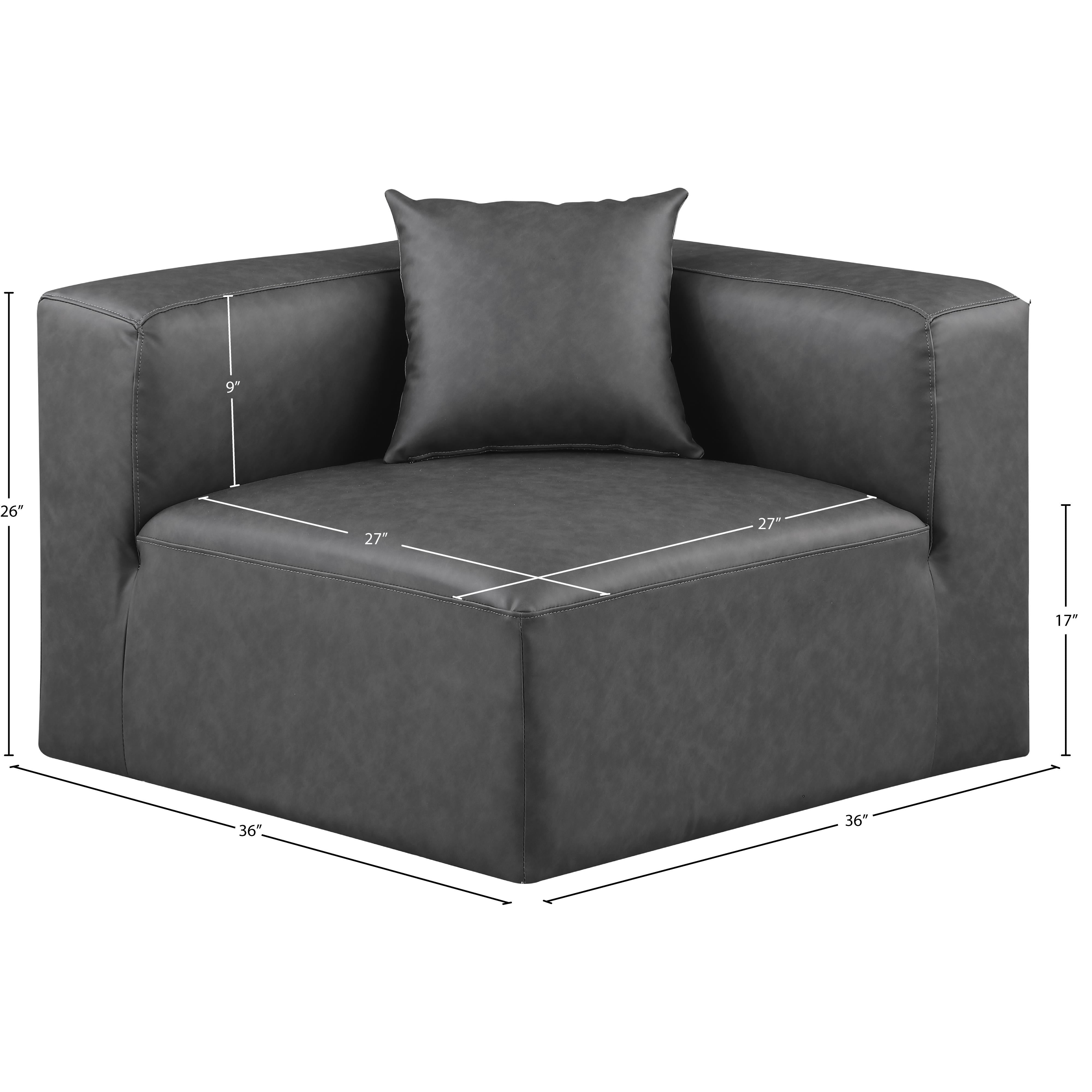 Meridian Cube Charcoal Grey Vegan Leather Corner Chair