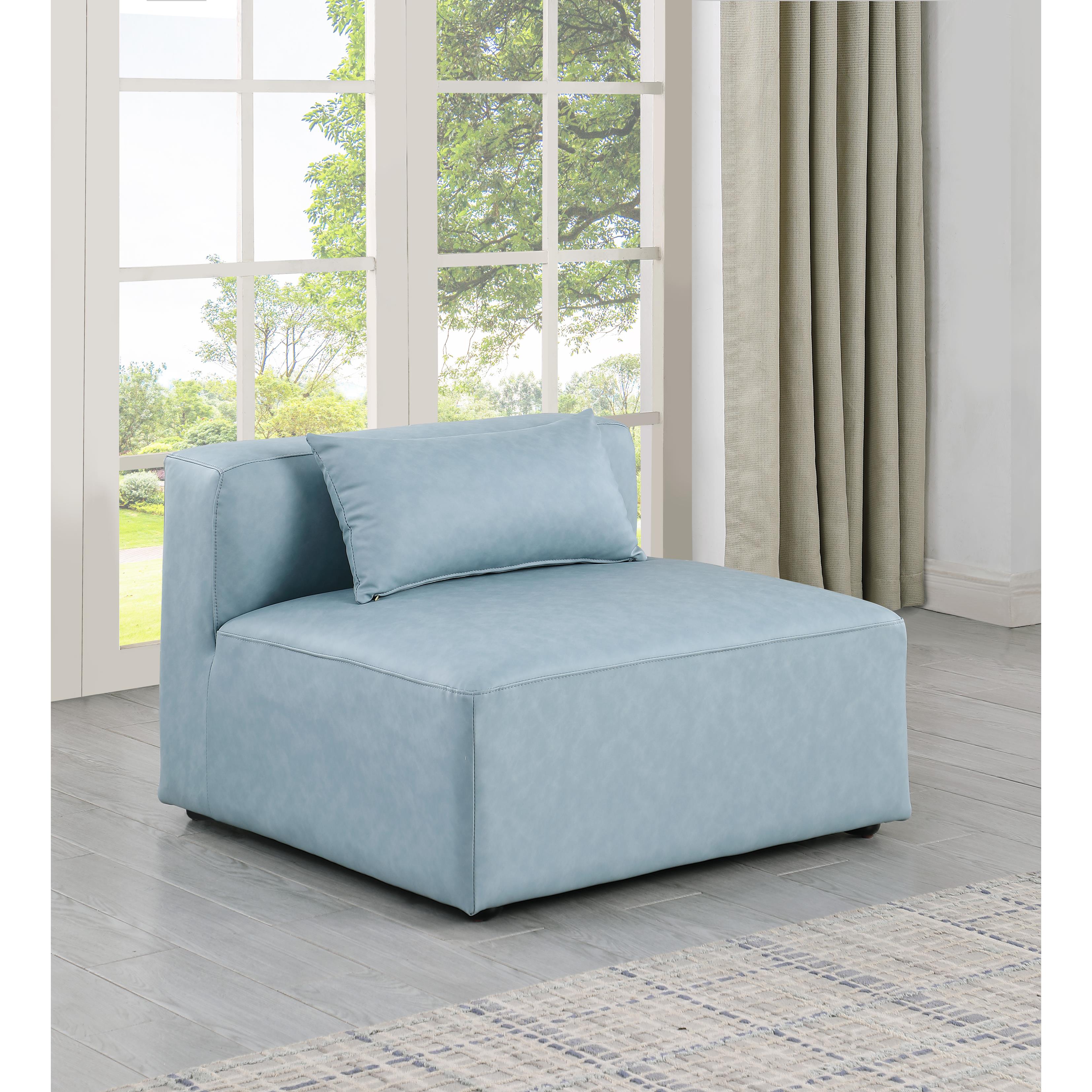 Meridian Cube Light Blue Vegan Leather Armless Chair