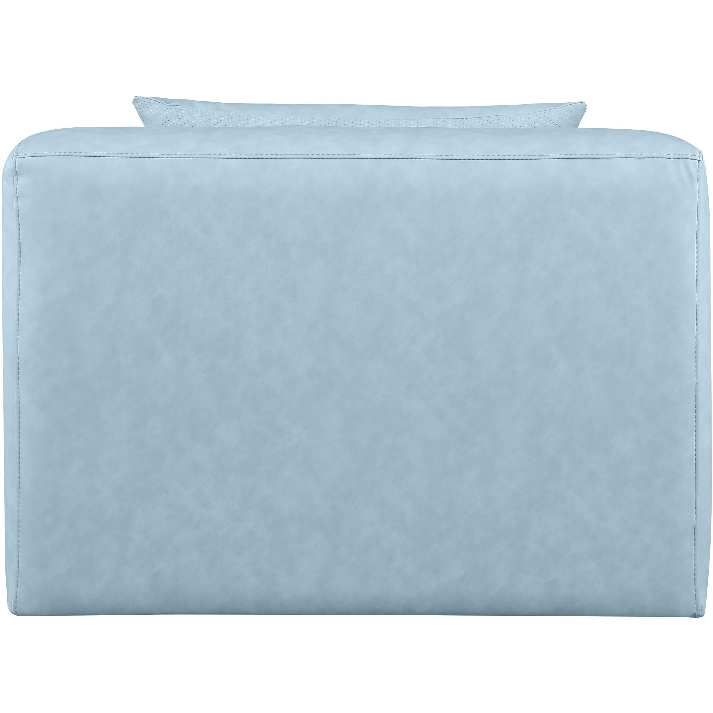 Meridian Cube Light Blue Vegan Leather Armless Chair