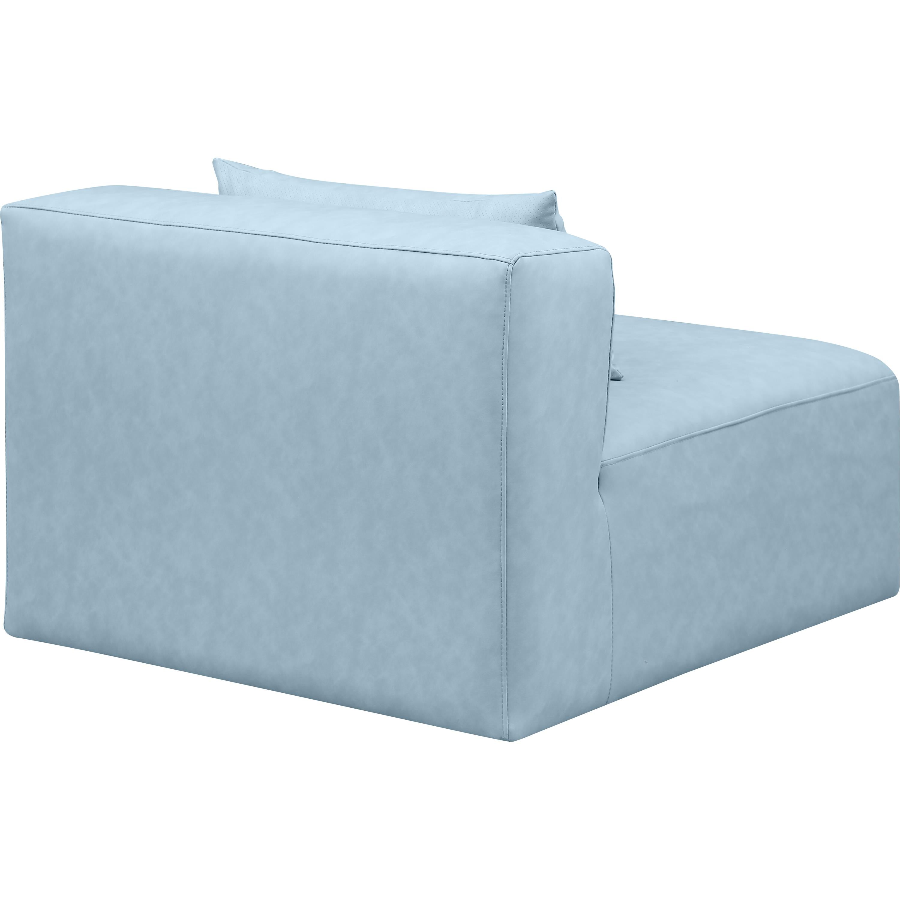 Meridian Cube Light Blue Vegan Leather Armless Chair