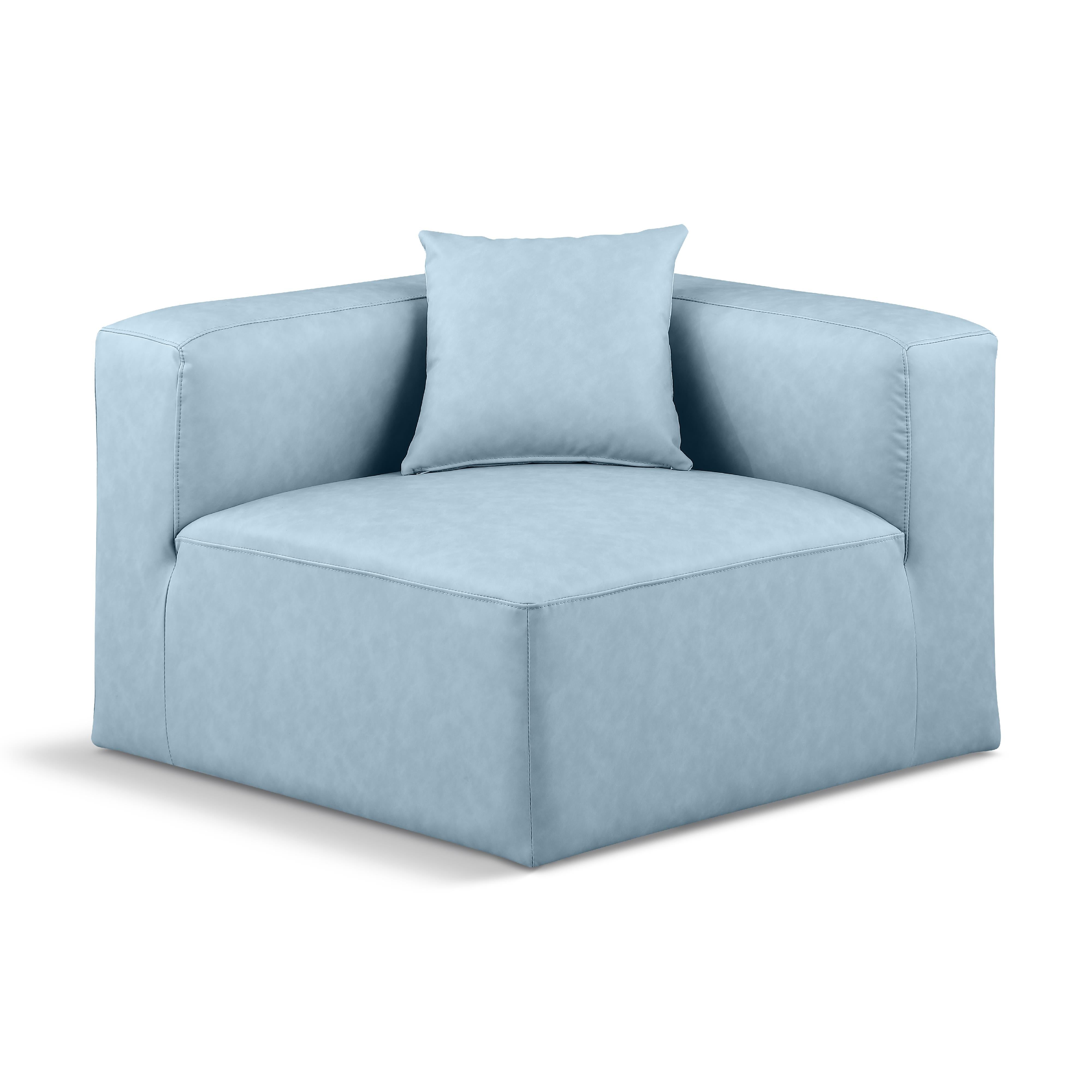 Meridian Cube Light Blue Vegan Leather Corner Chair