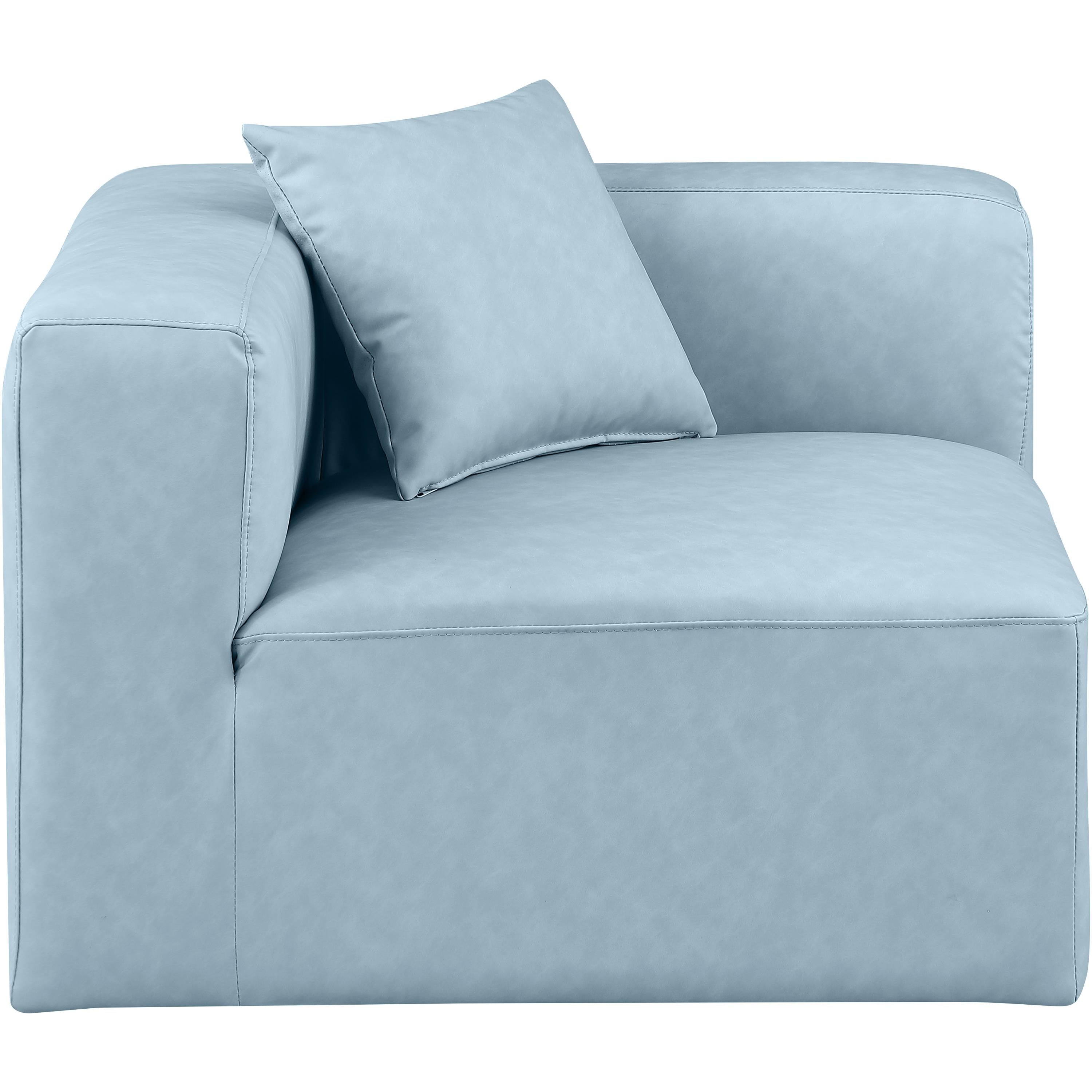Meridian Cube Light Blue Vegan Leather Corner Chair