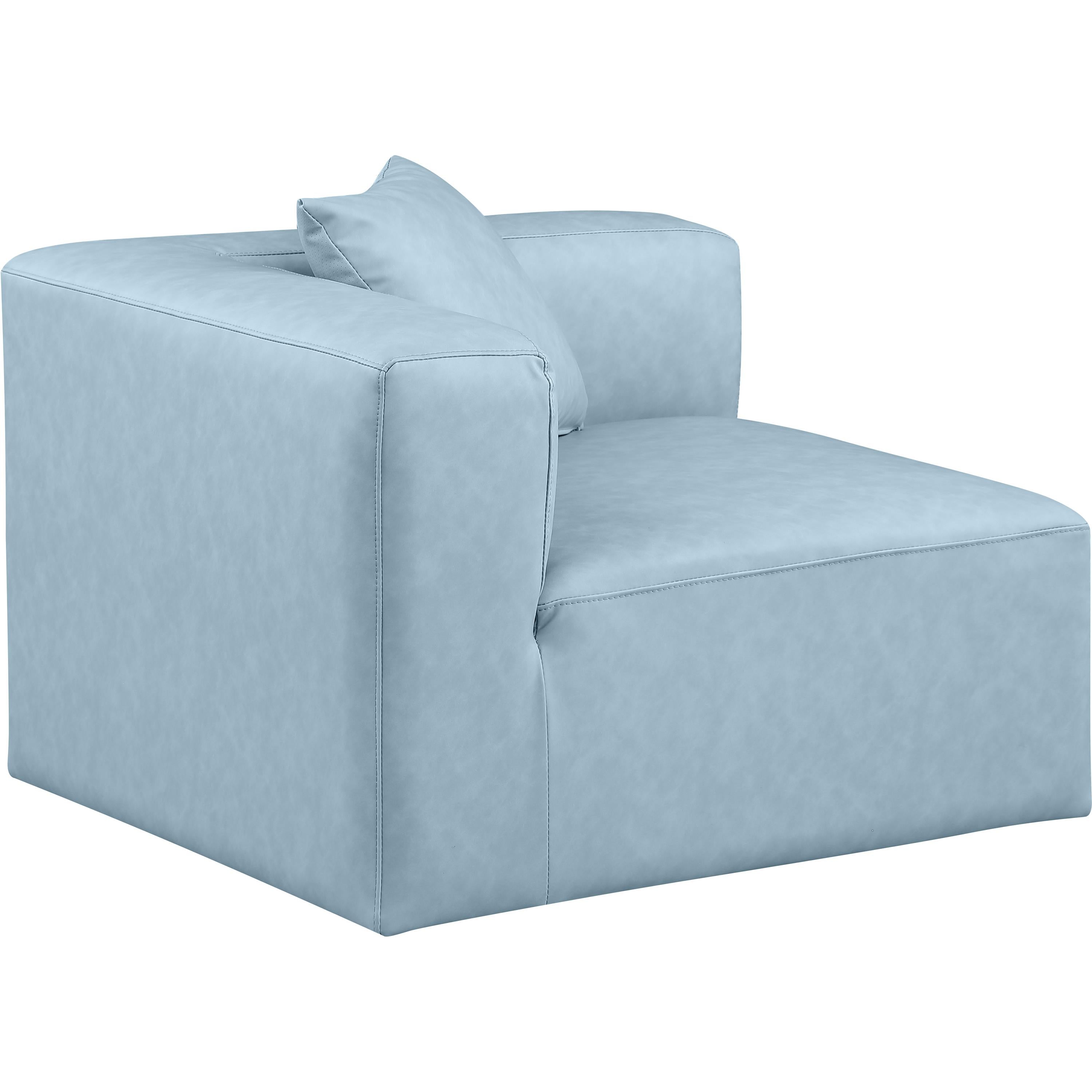 Meridian Cube Light Blue Vegan Leather Corner Chair