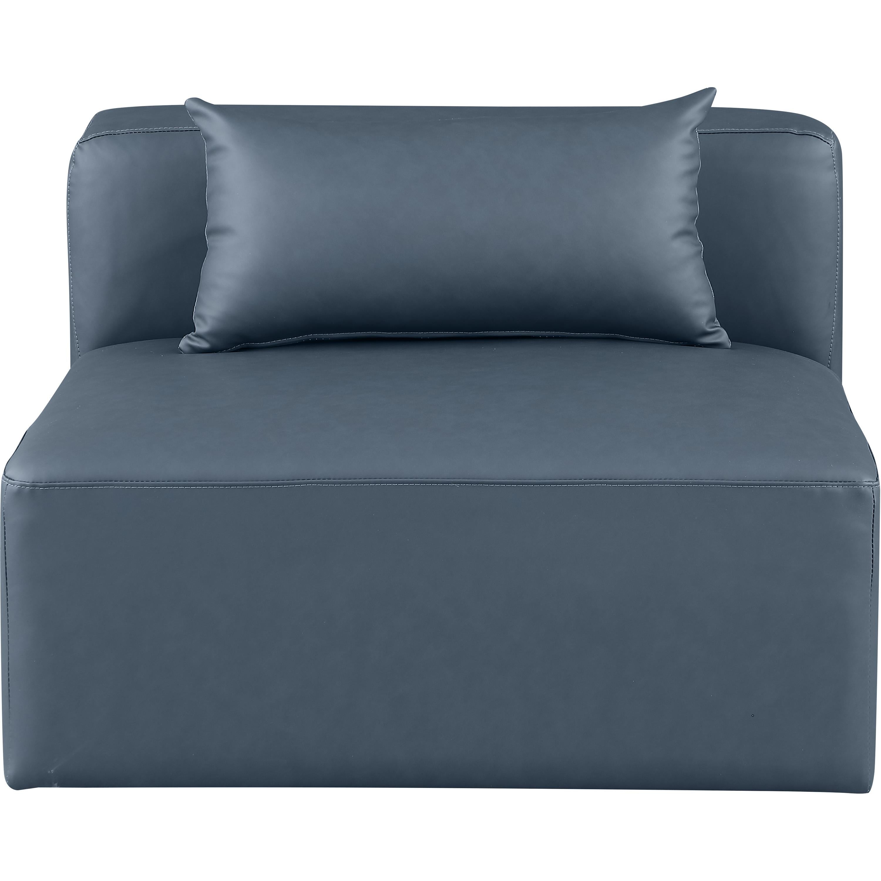 Meridian Cube Navy Blue Vegan Leather Armless Chair