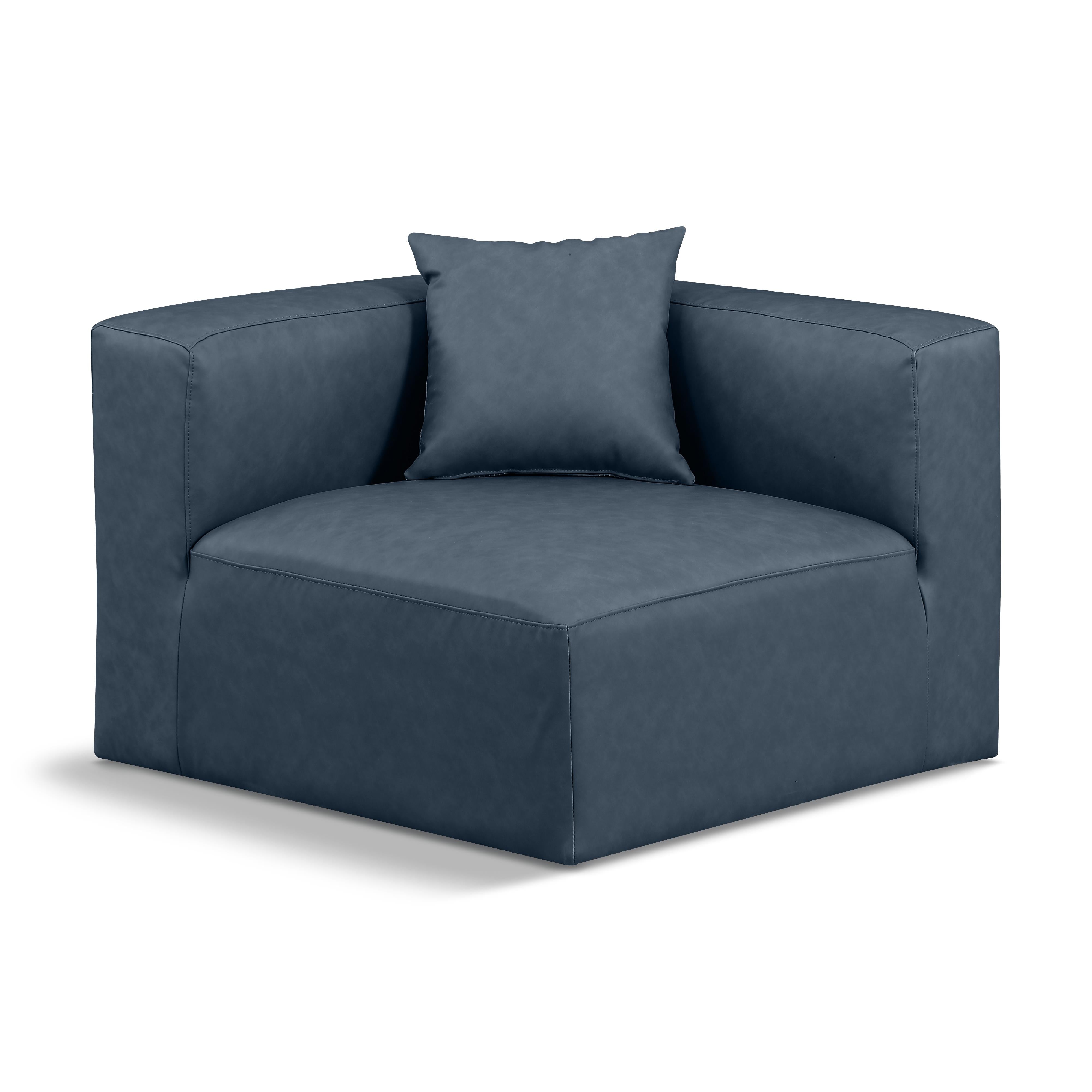 Meridian Cube Navy Blue Vegan Leather Corner Chair
