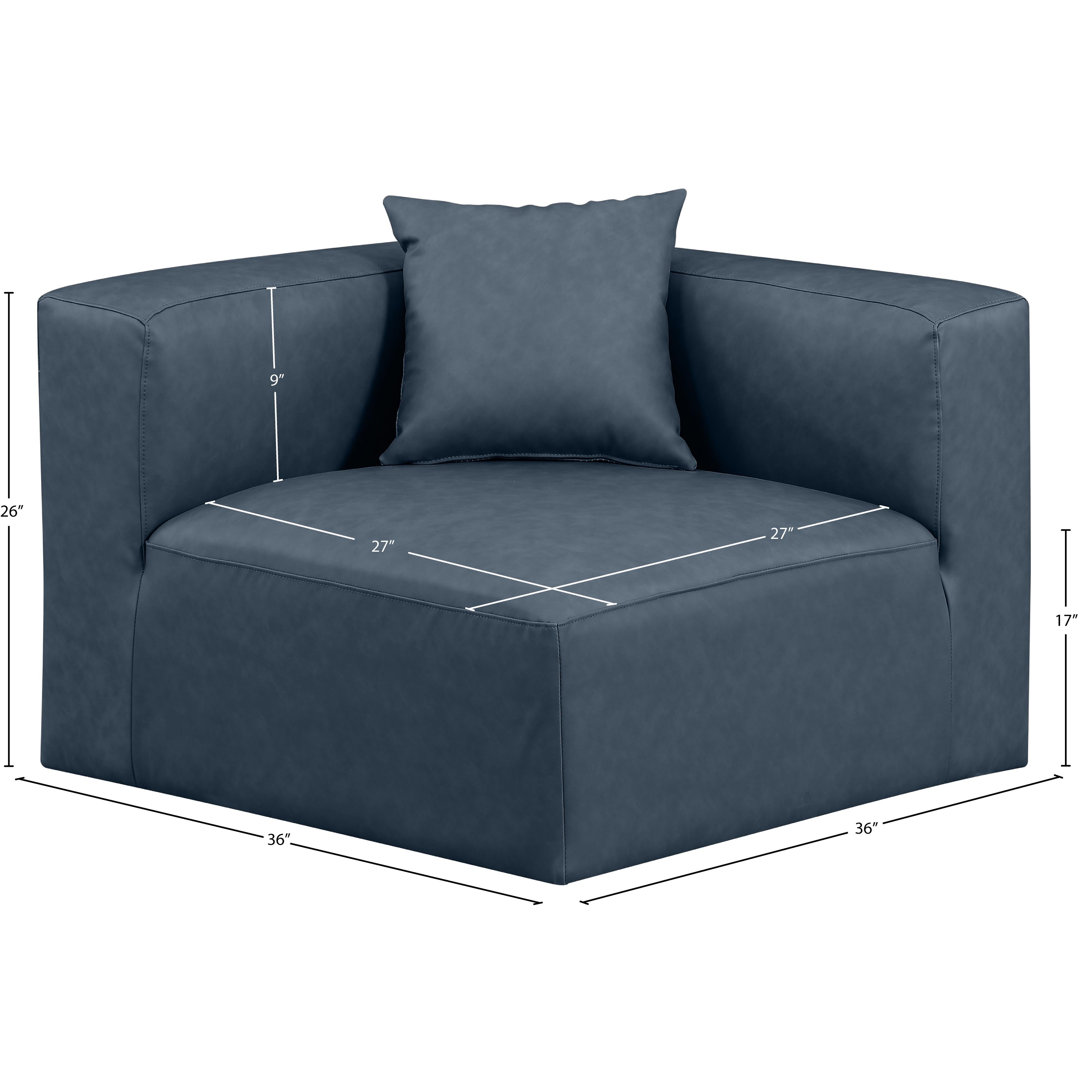 Meridian Cube Navy Blue Vegan Leather Corner Chair