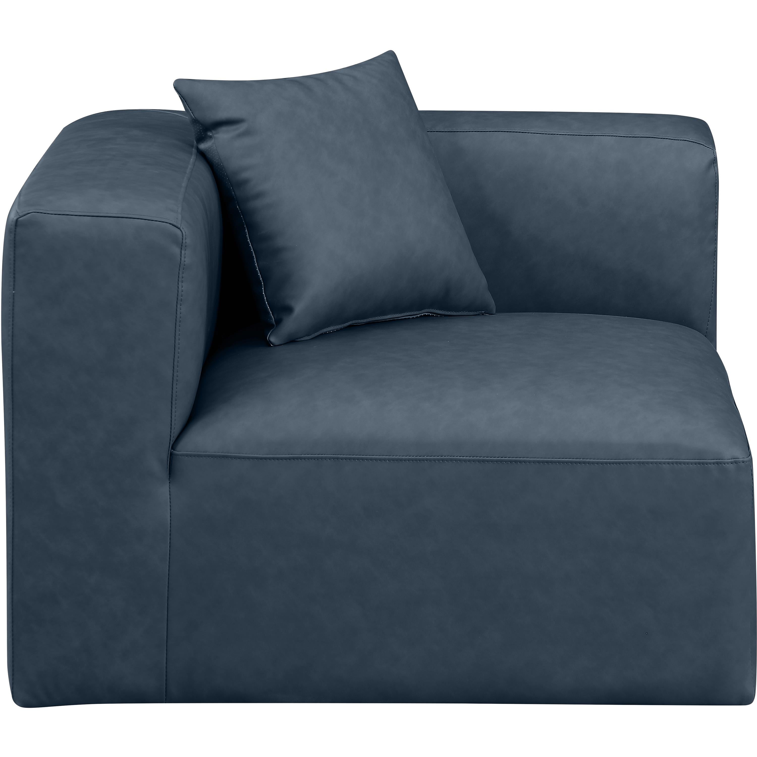 Meridian Cube Navy Blue Vegan Leather Corner Chair