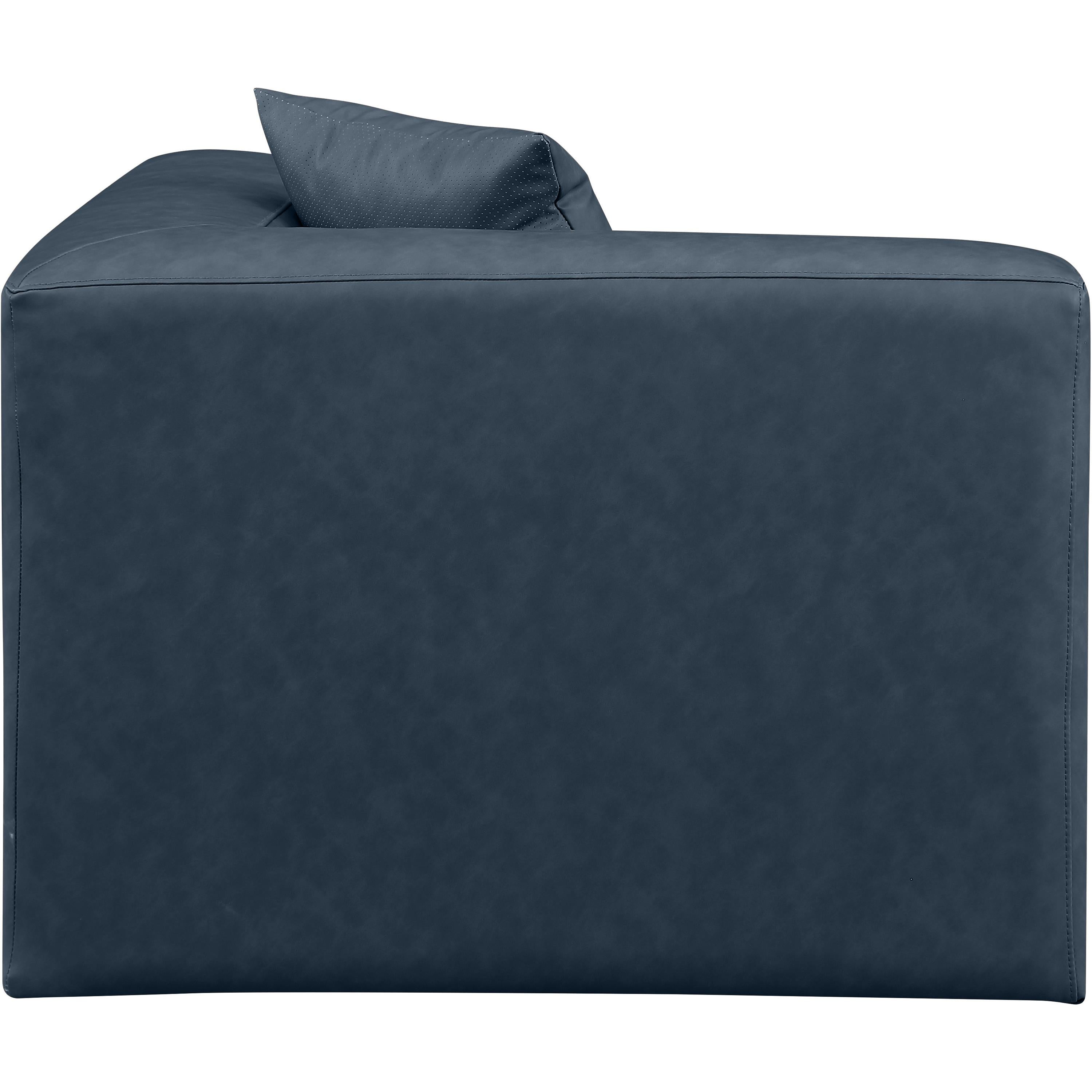 Meridian Cube Navy Blue Vegan Leather Corner Chair