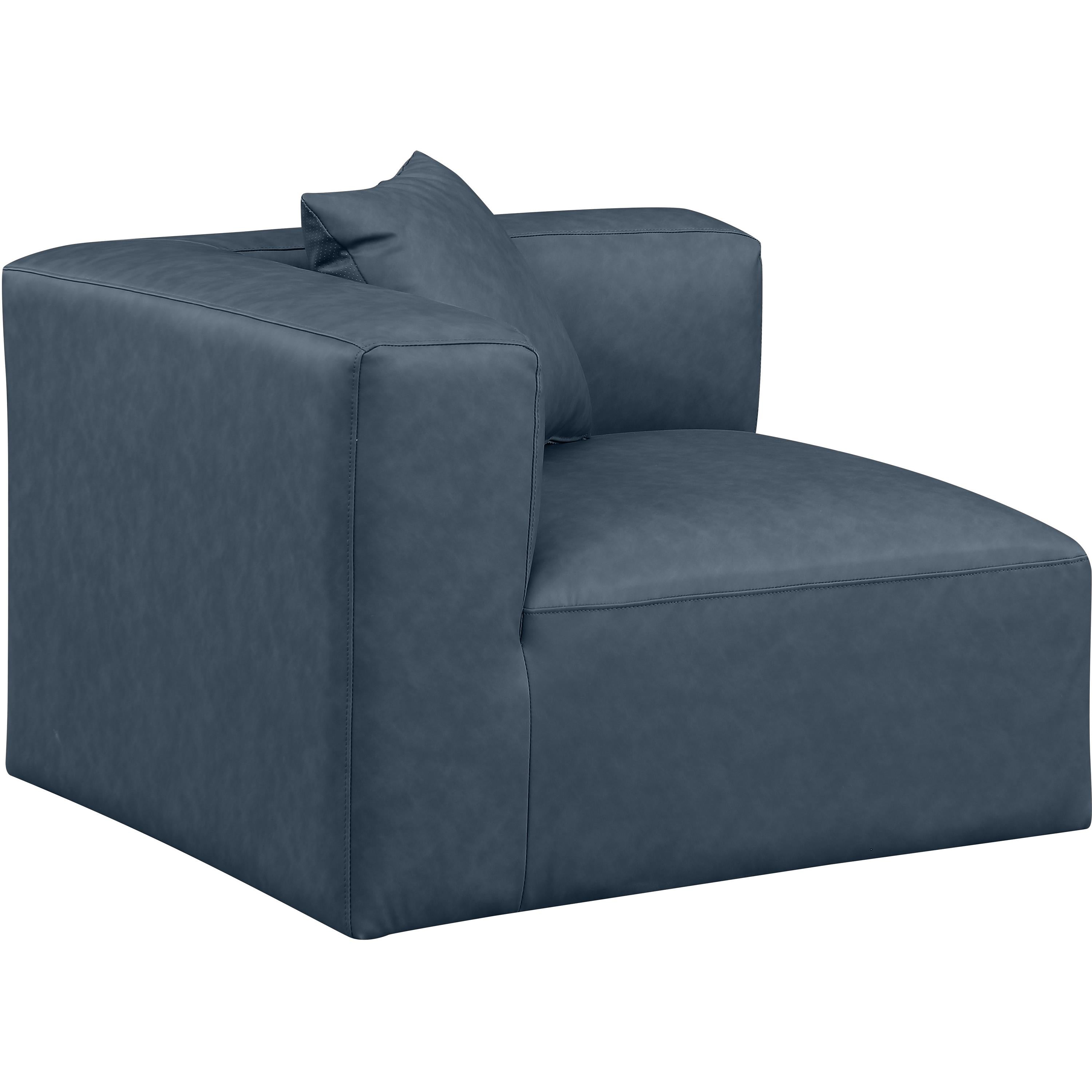 Meridian Cube Navy Blue Vegan Leather Corner Chair