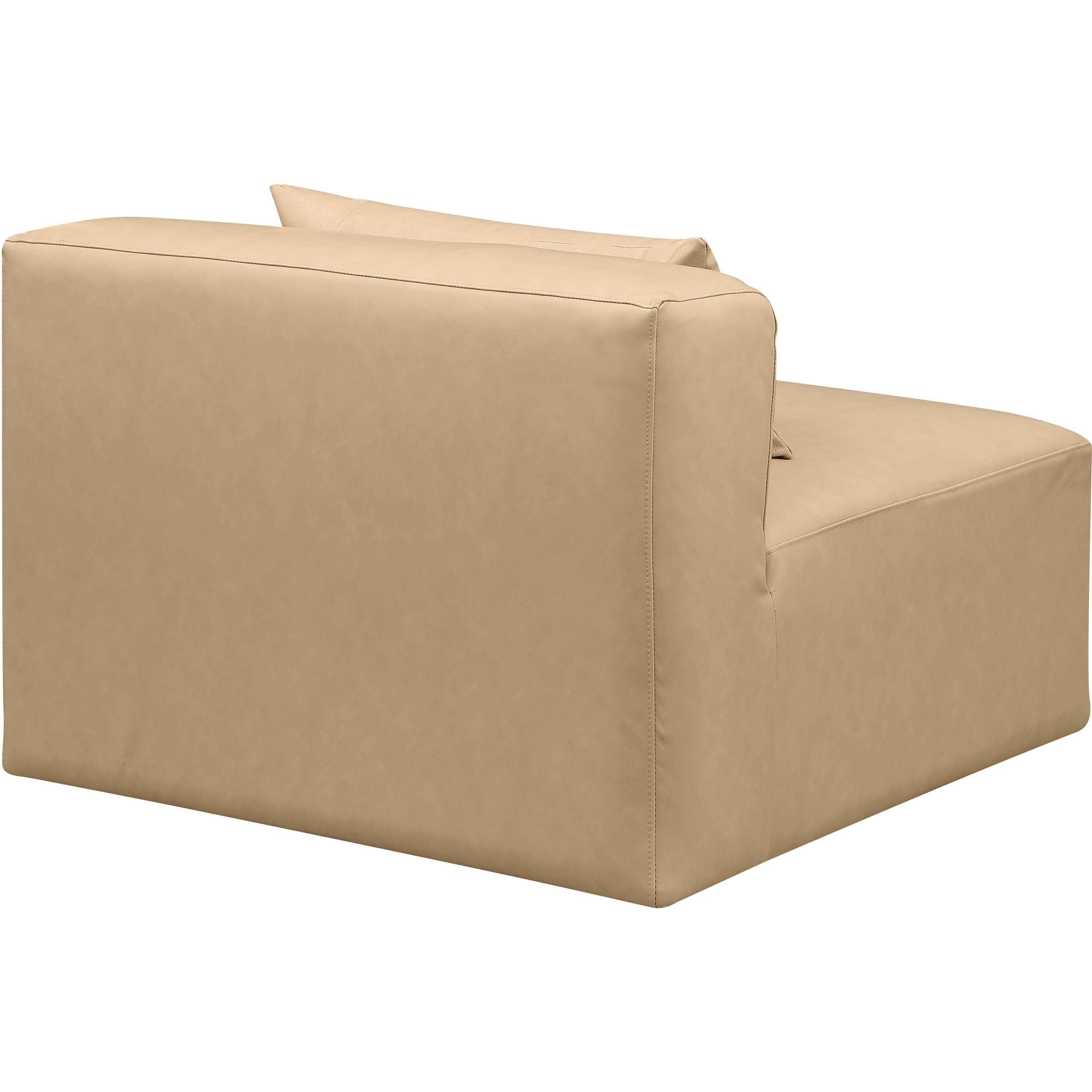Meridian Cube Tan Vegan Leather Armless Chair