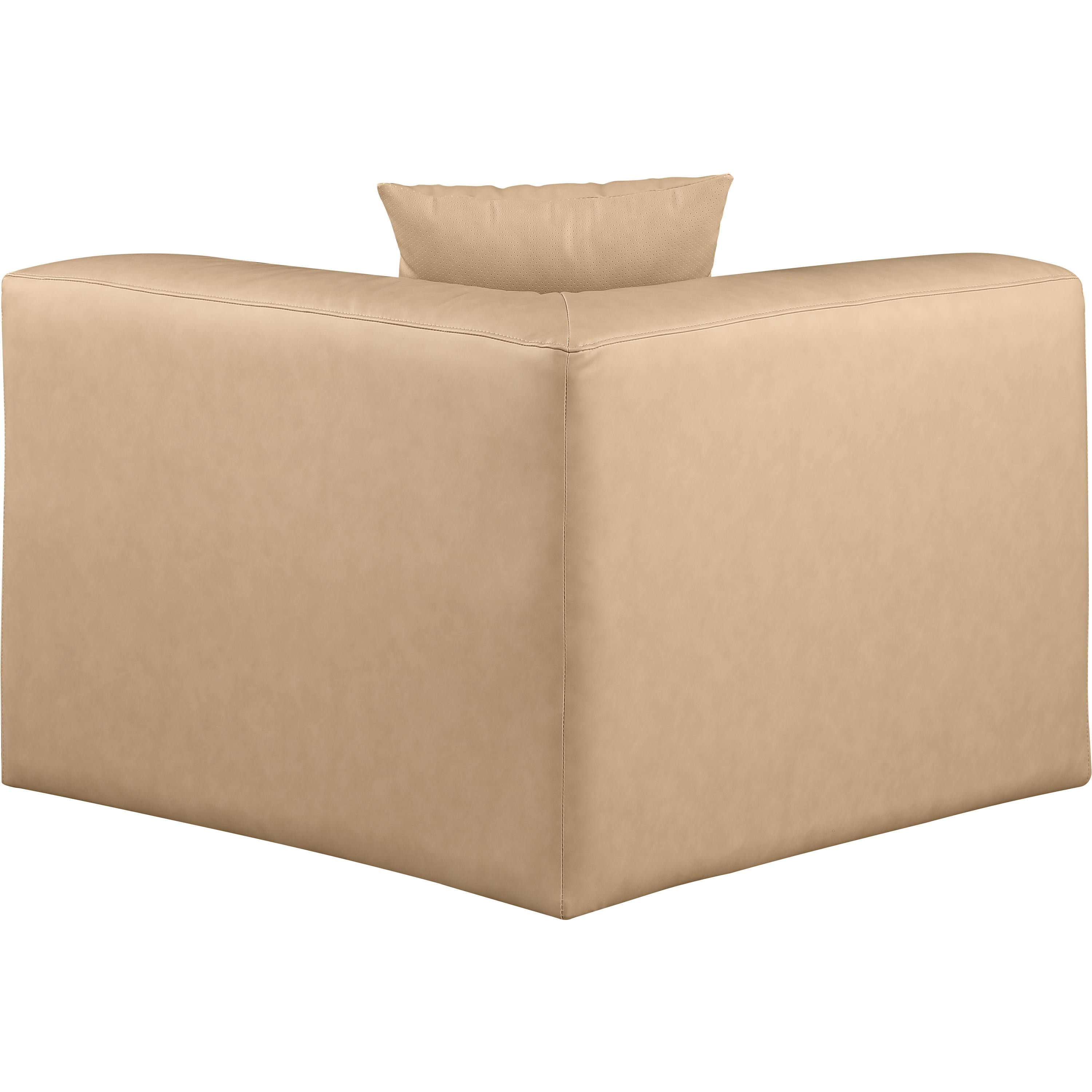 Meridian Cube Tan Vegan Leather Corner Chair