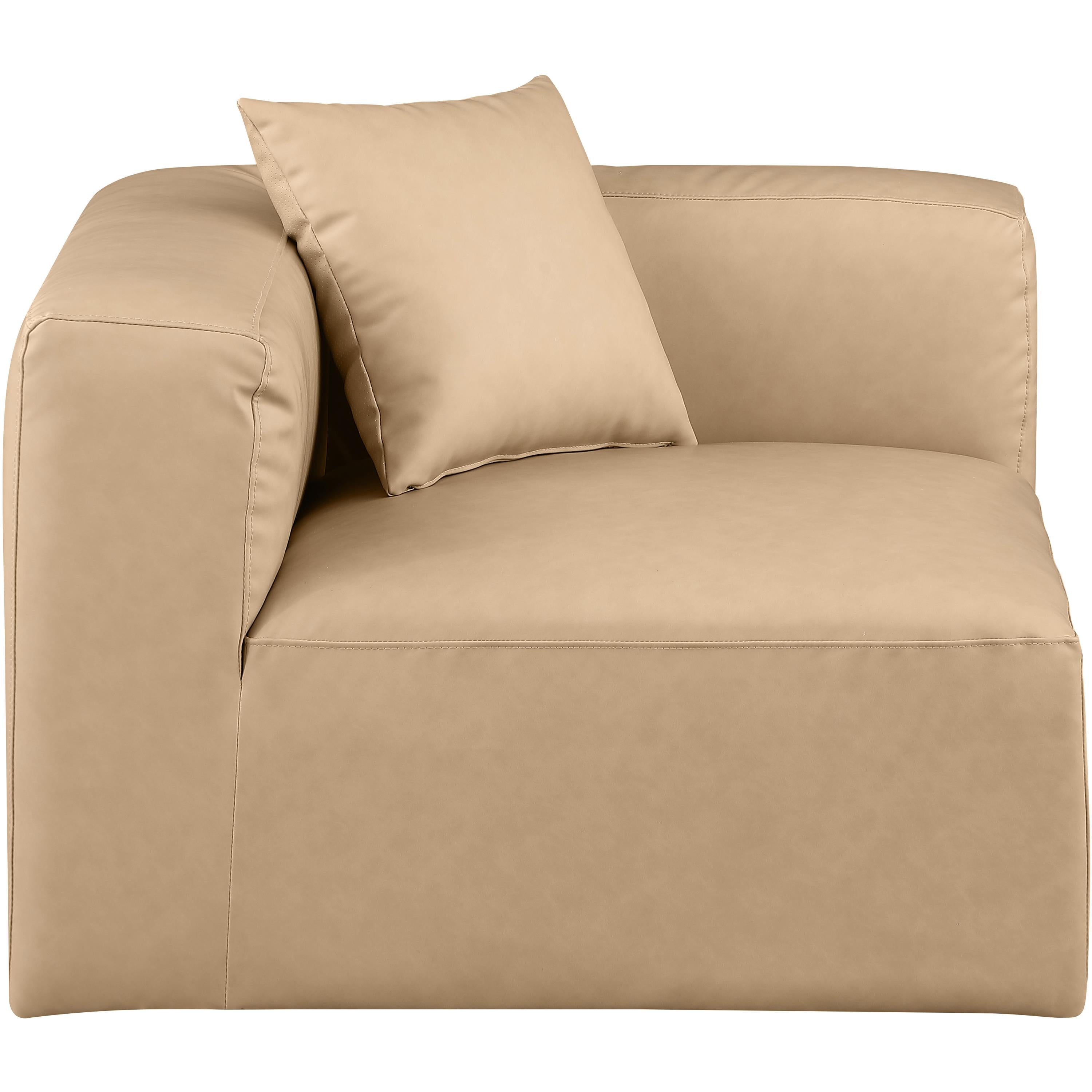 Meridian Cube Tan Vegan Leather Corner Chair