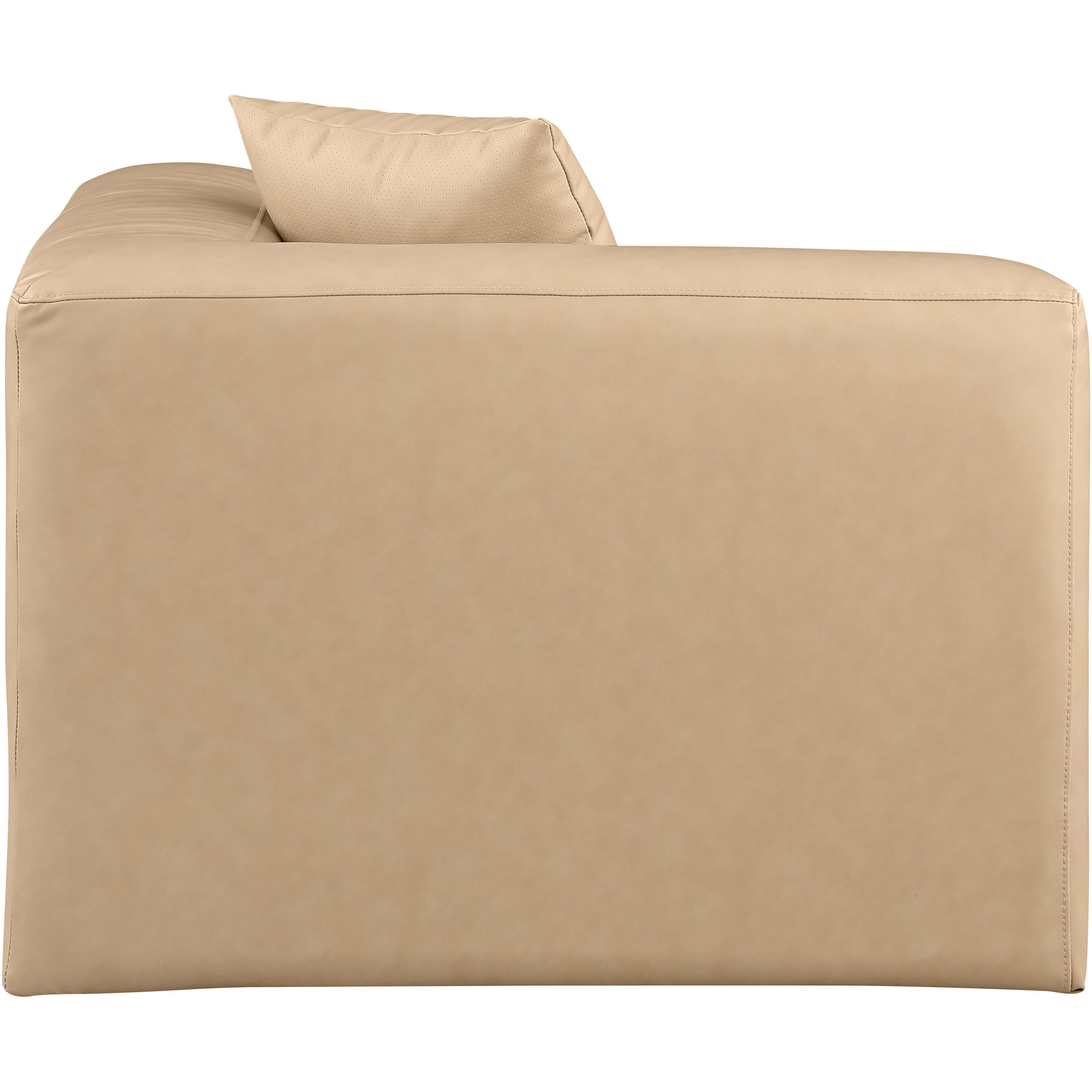 Meridian Cube Tan Vegan Leather Corner Chair