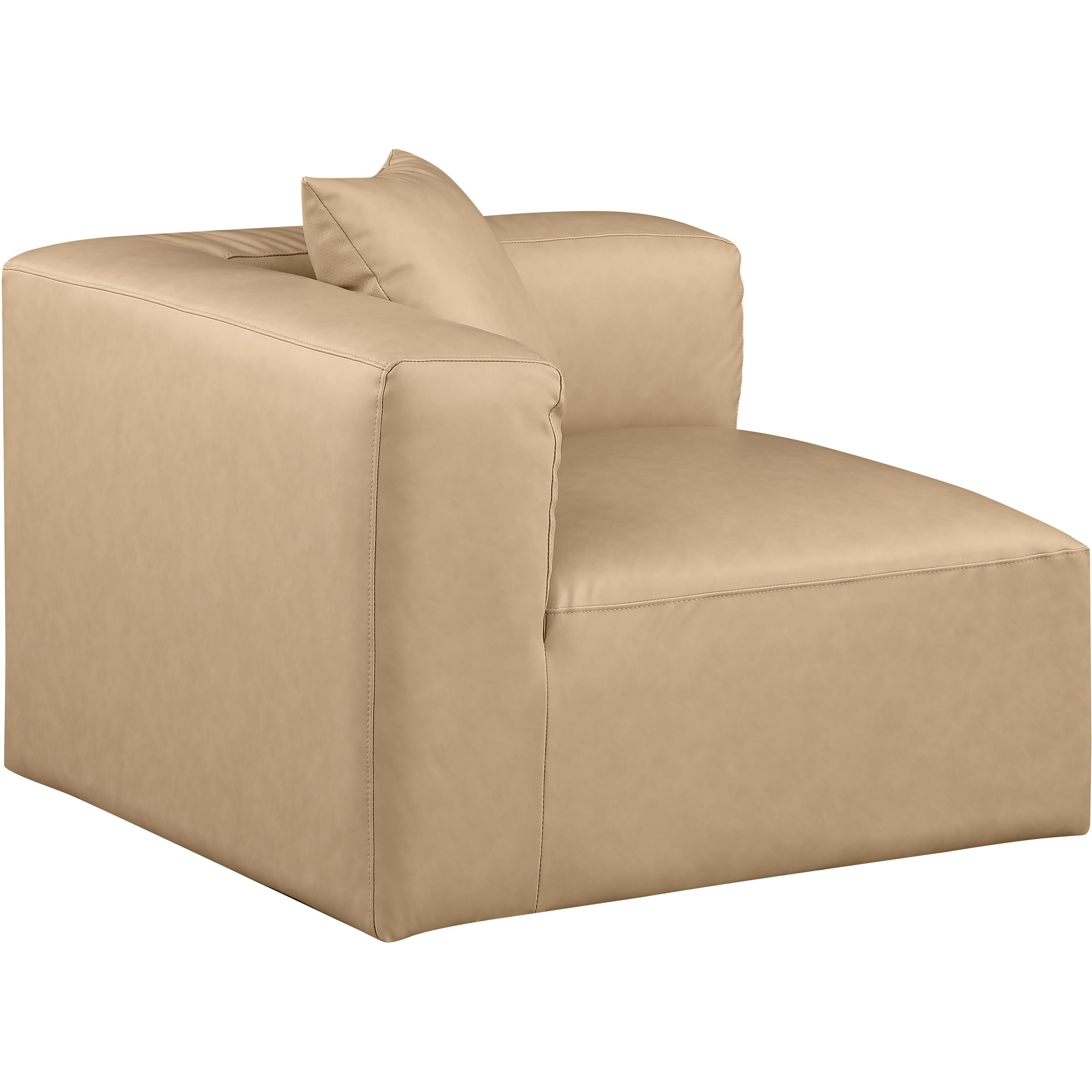 Meridian Cube Tan Vegan Leather Corner Chair