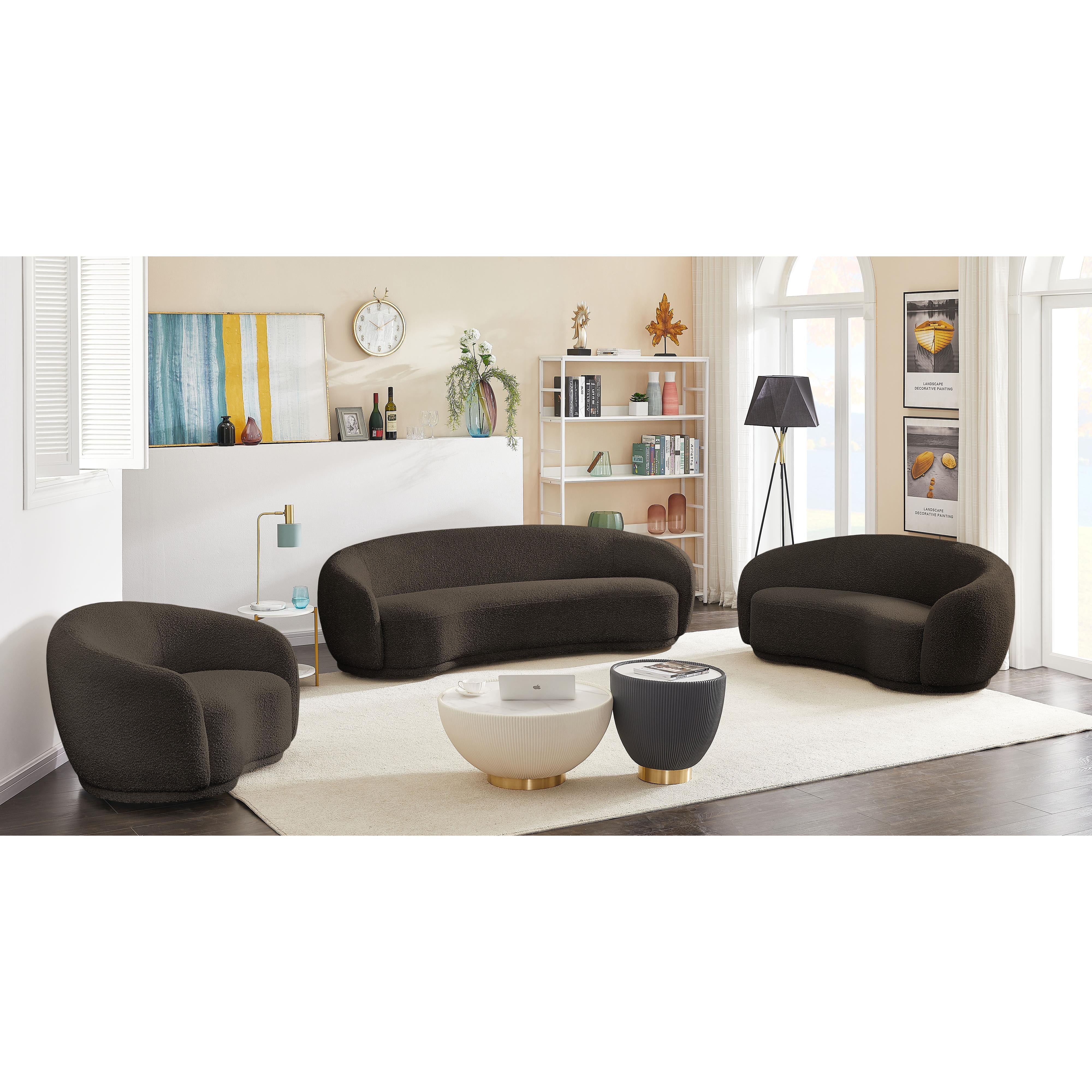 Meridian Hyde Brown Boucle Fabric Chair