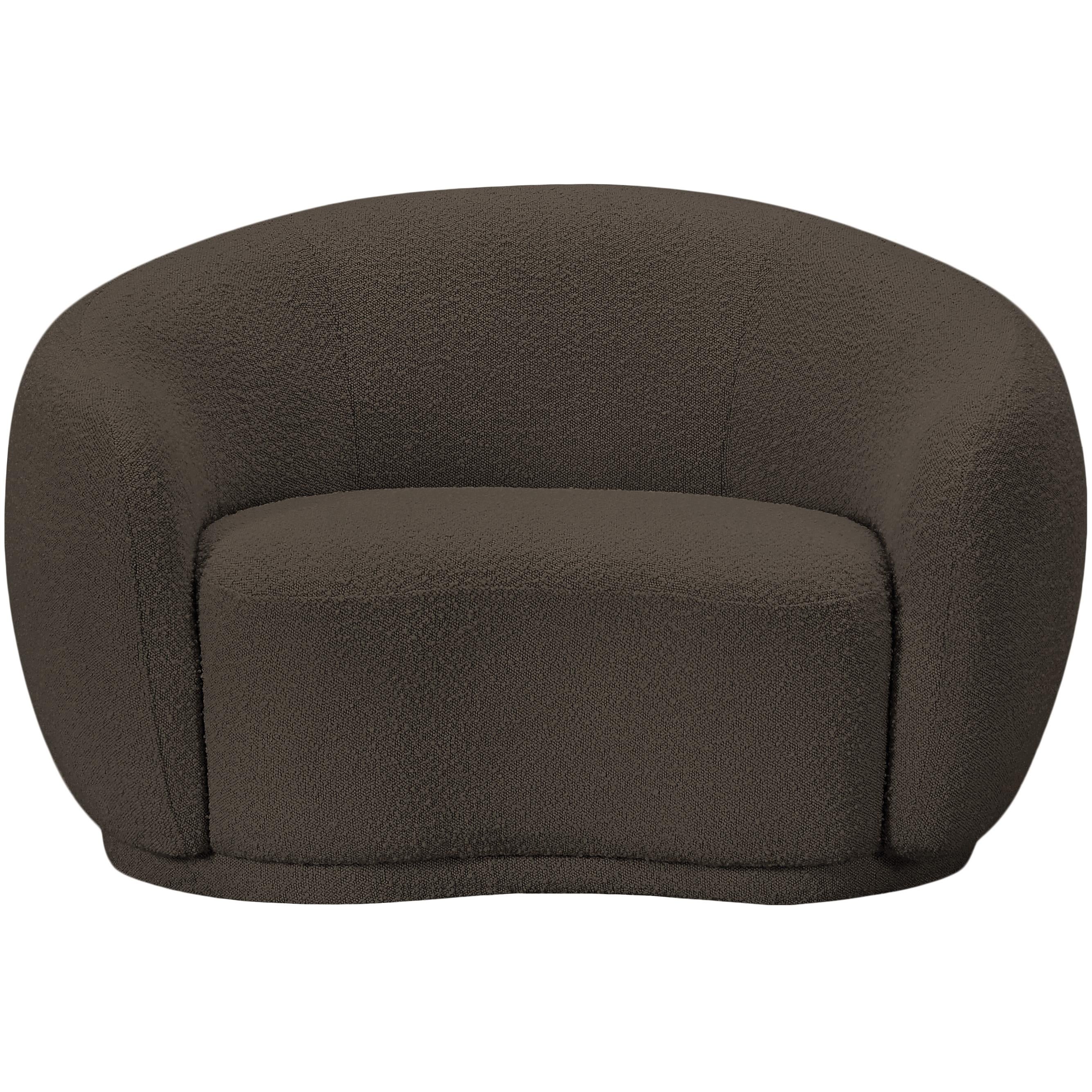 Meridian Hyde Brown Boucle Fabric Chair