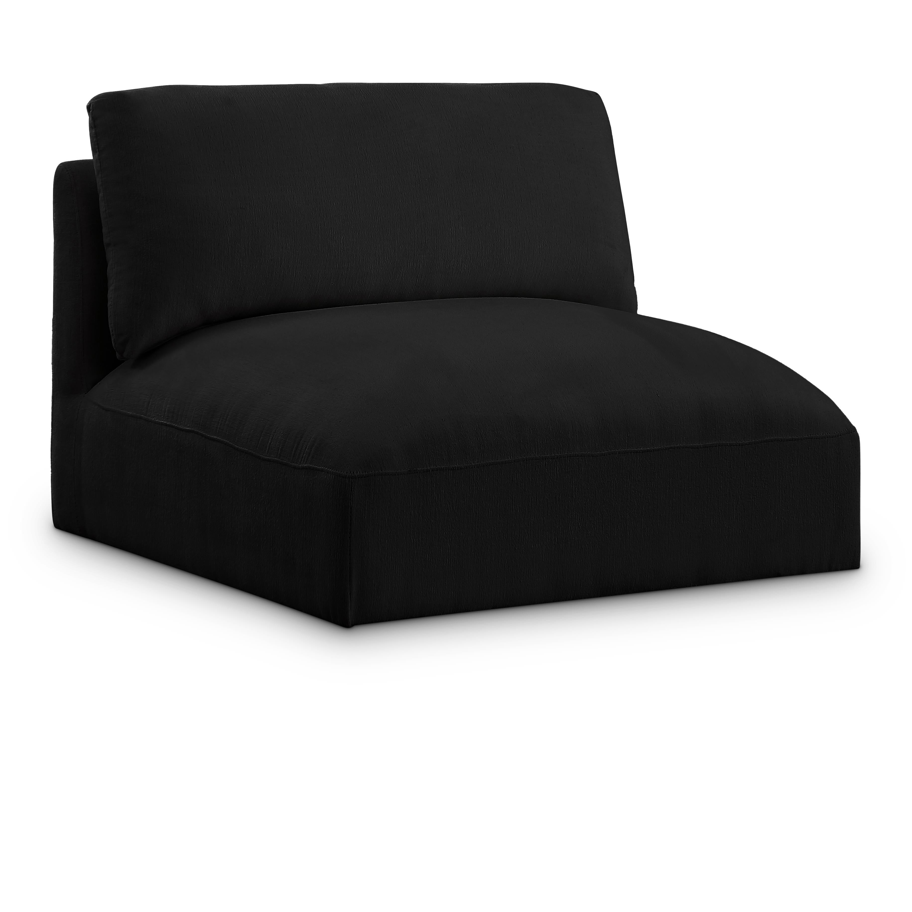 Meridian Ease Black Polyester Fabric Armless