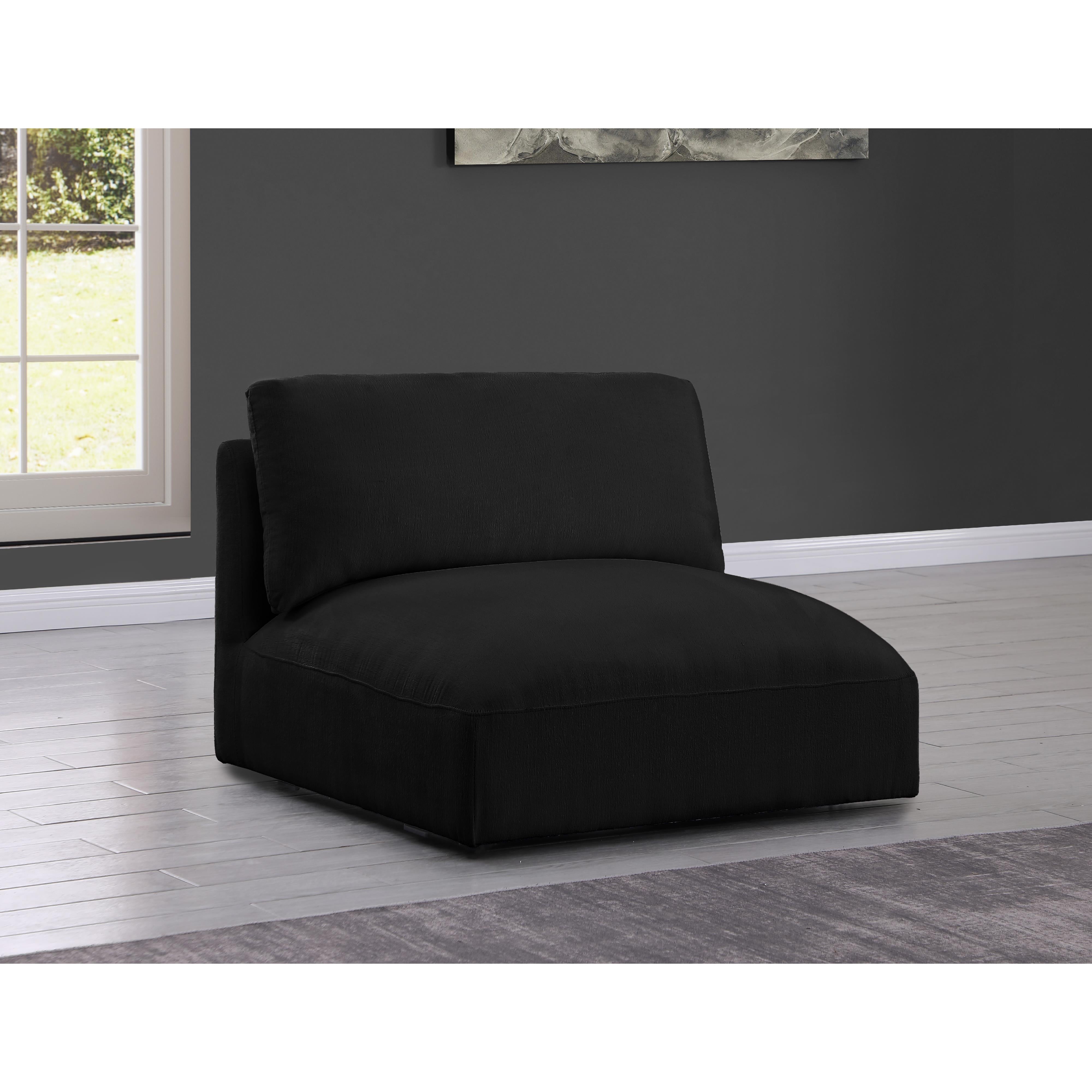 Meridian Ease Black Polyester Fabric Armless