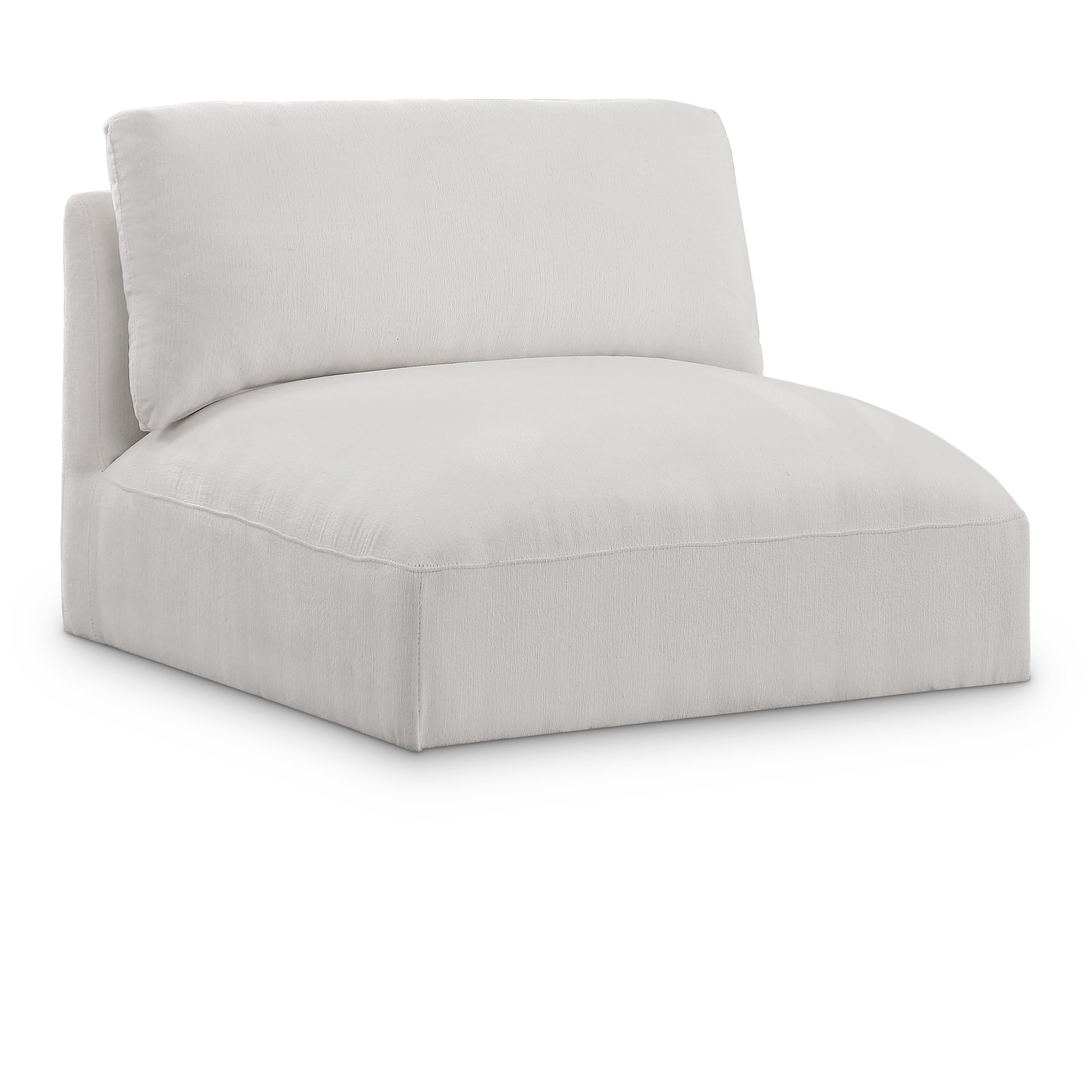 Meridian Ease Cream Polyester Fabric Armless