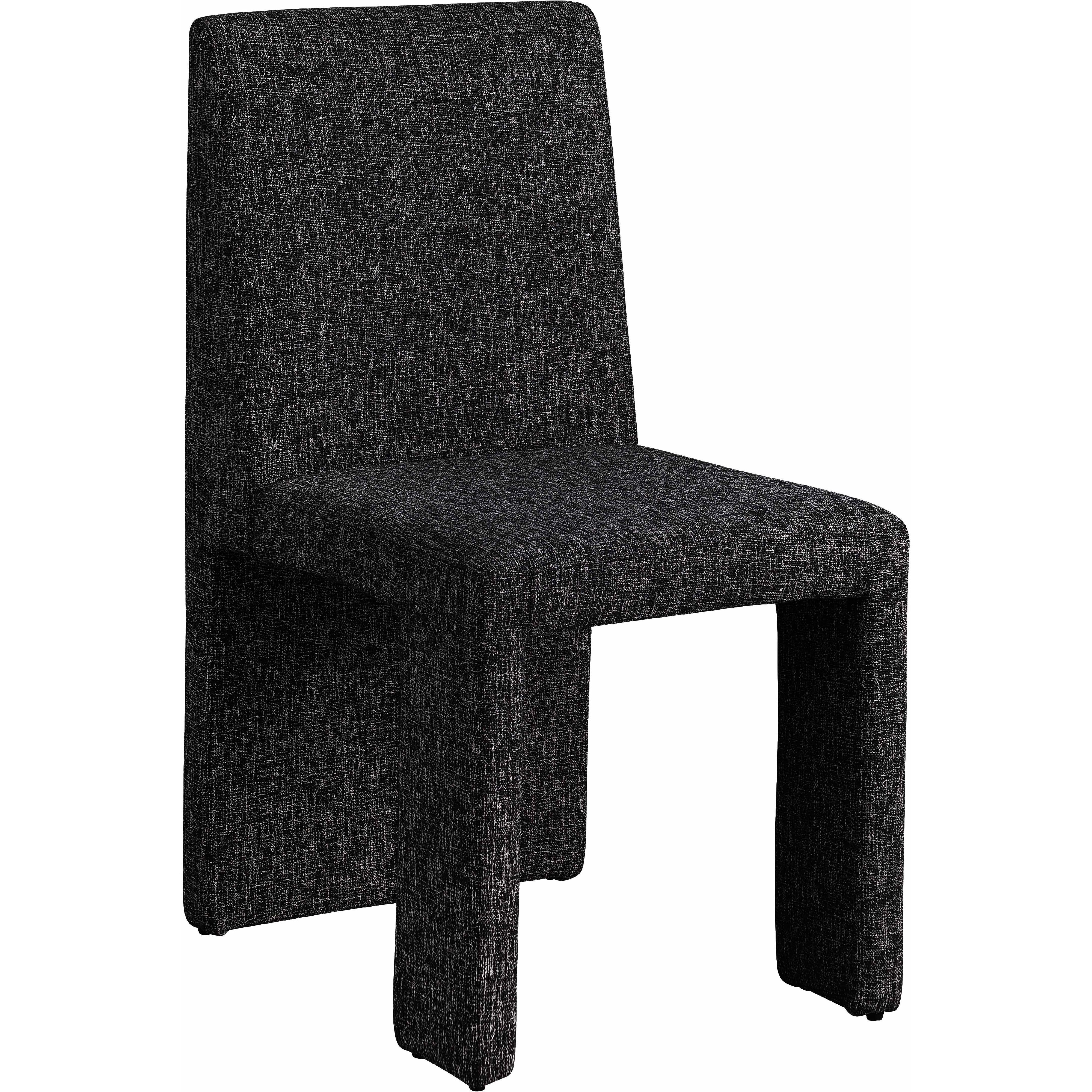 Meridian Benson Black Linen Textured Fabric Dining Chair