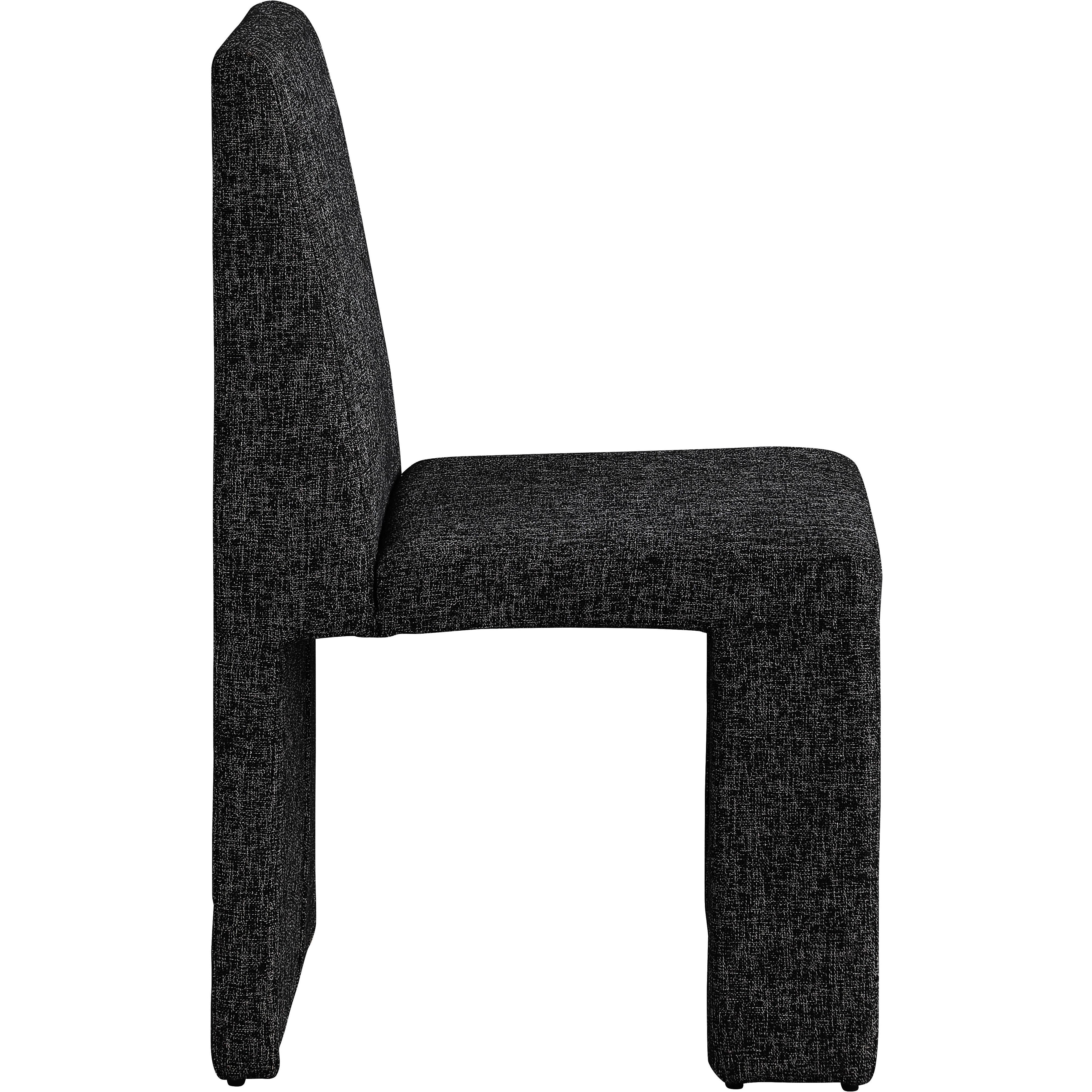 Meridian Benson Black Linen Textured Fabric Dining Chair