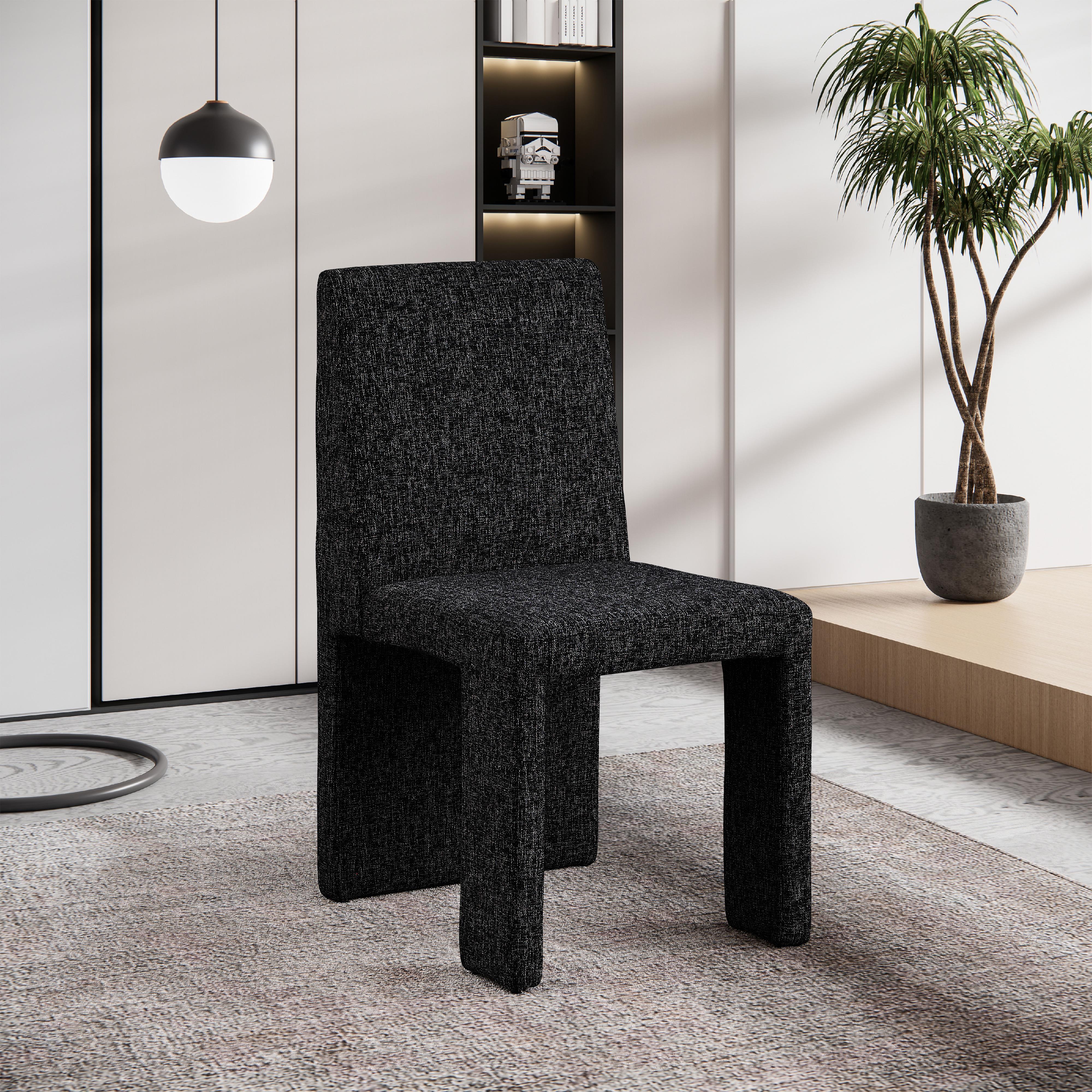 Meridian Benson Black Linen Textured Fabric Dining Chair