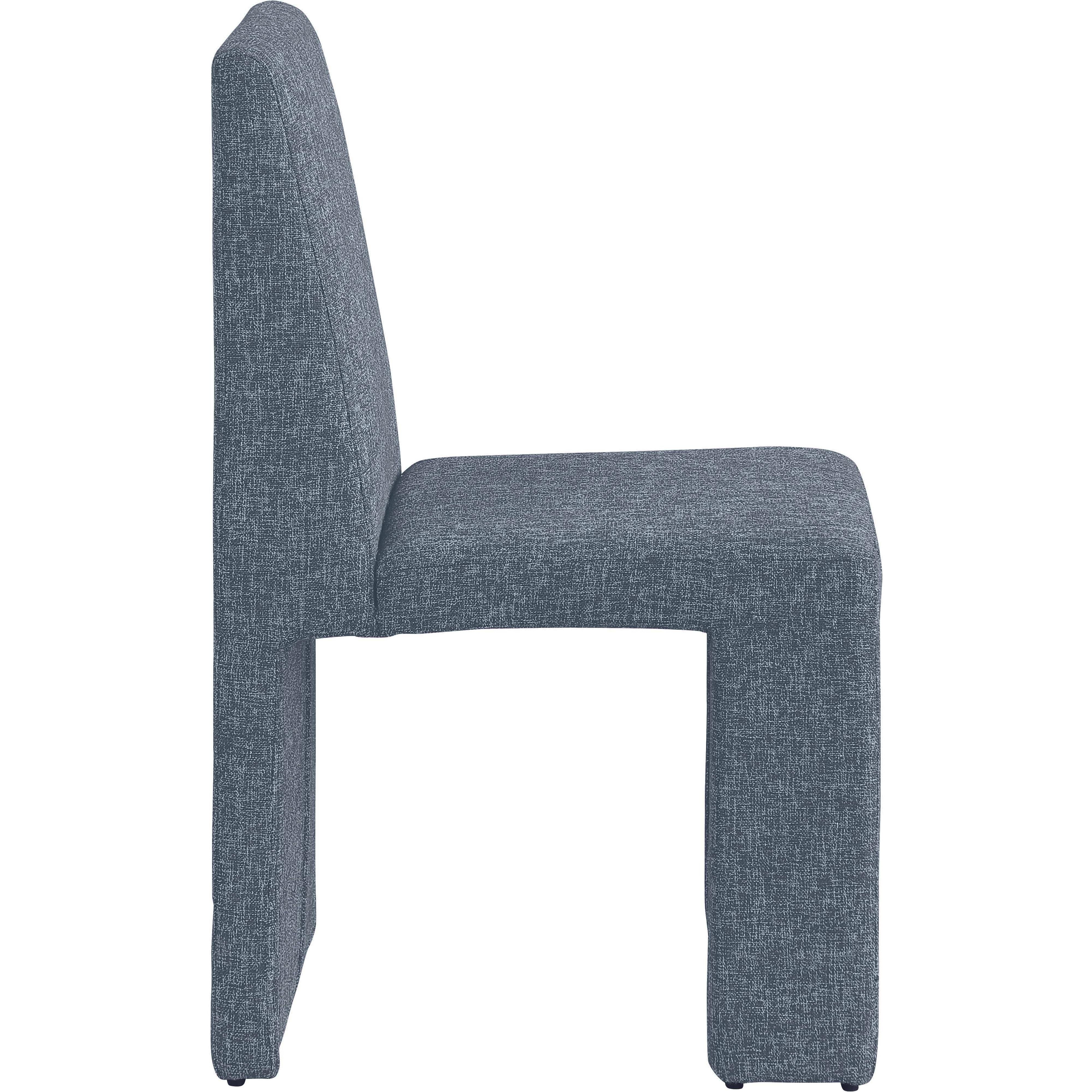 Meridian Benson Blue Linen Textured Fabric Dining Chair