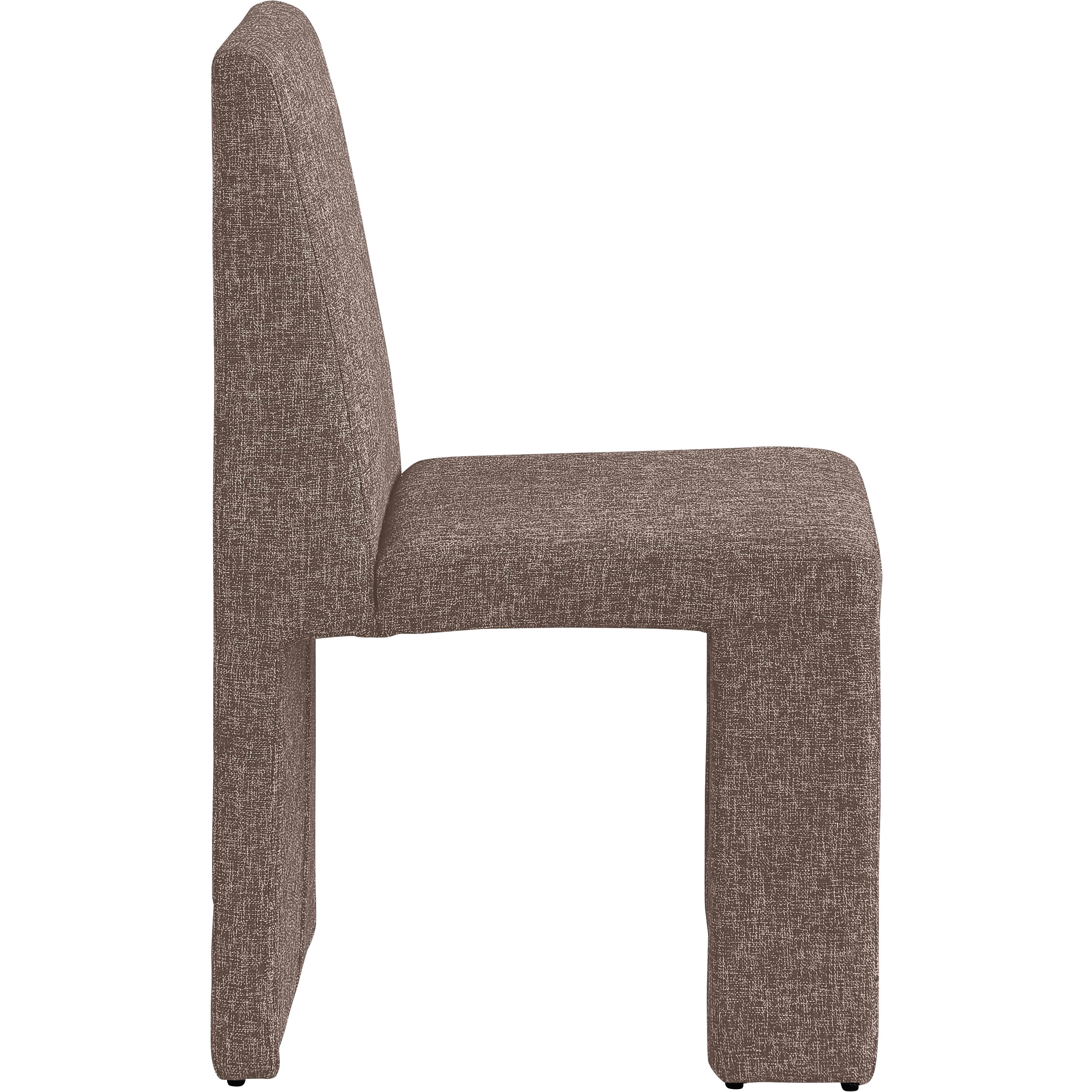 Meridian Benson Brown Linen Textured Fabric Dining Chair