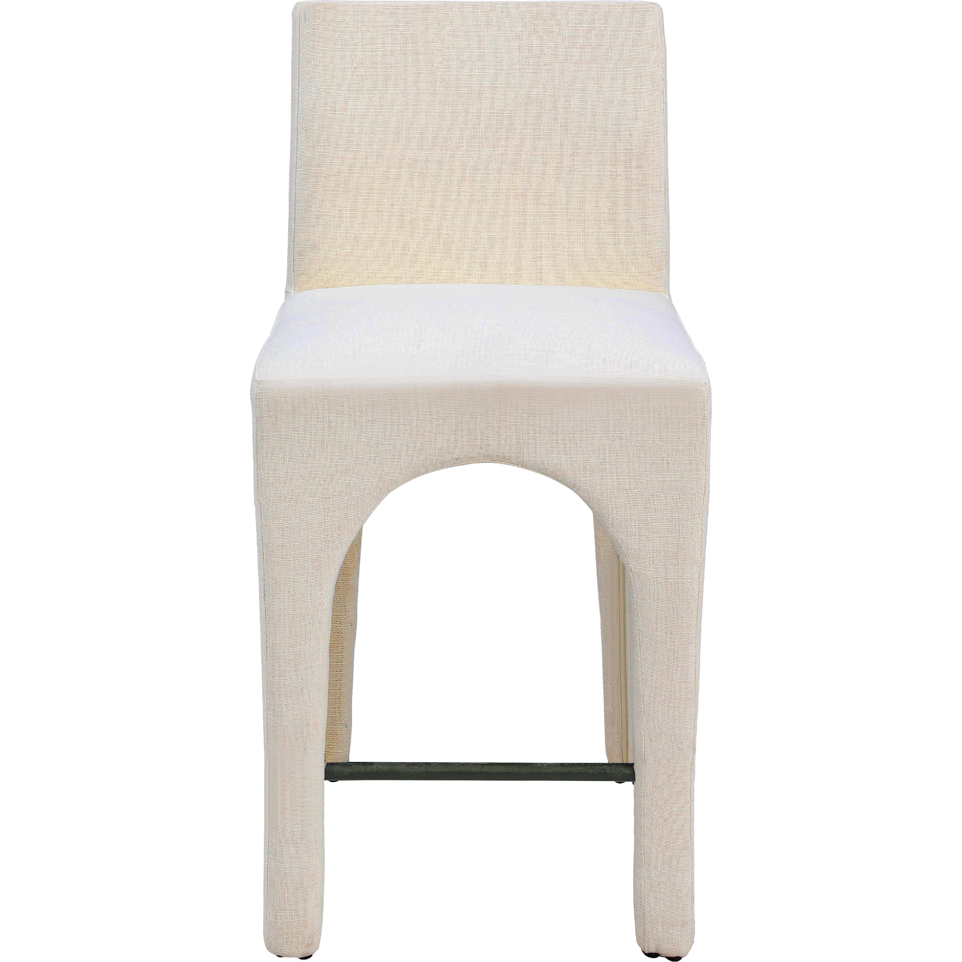 Meridian Gramercy Beige Linen Textured Fabric Stool