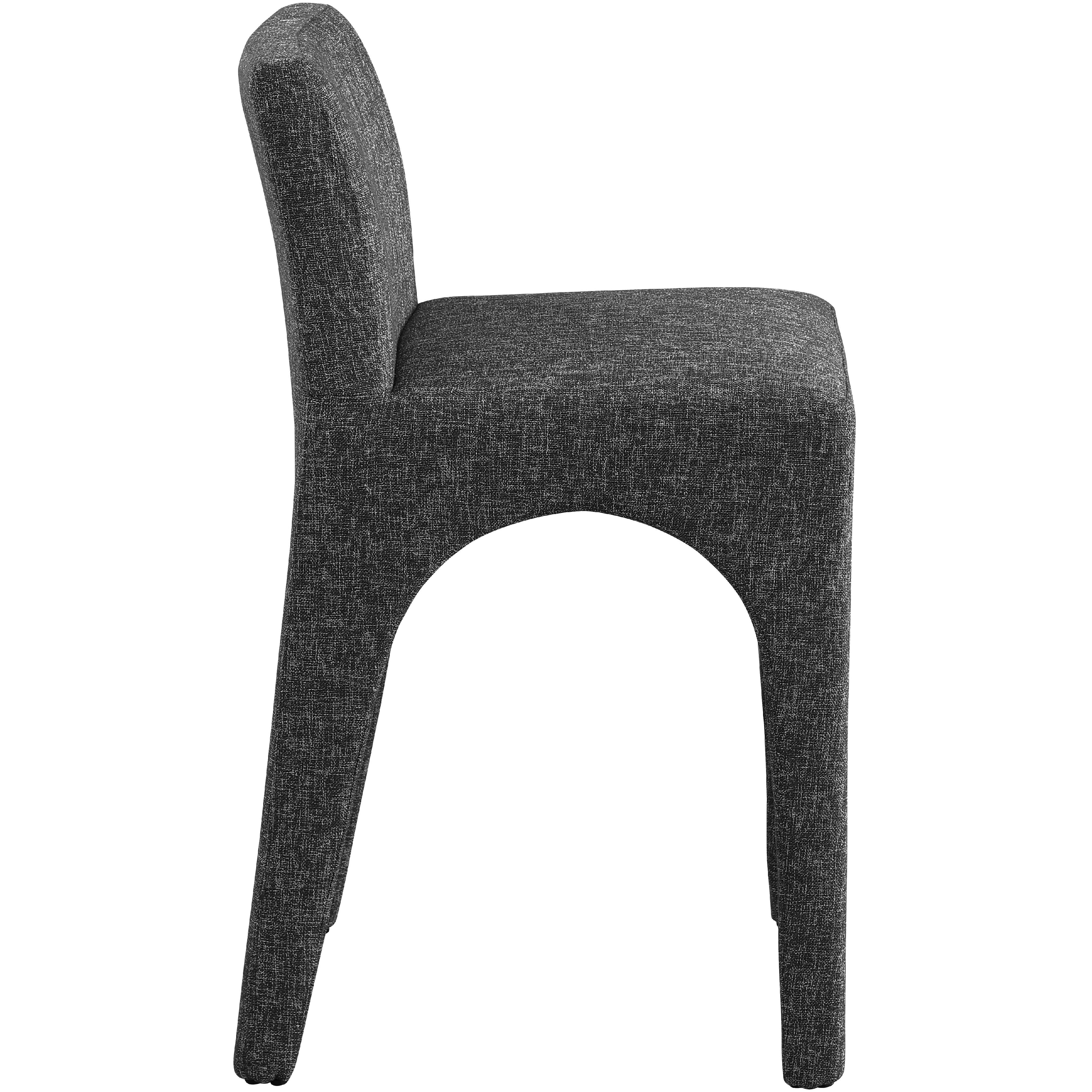 Meridian Gramercy Black Linen Textured Fabric Stool