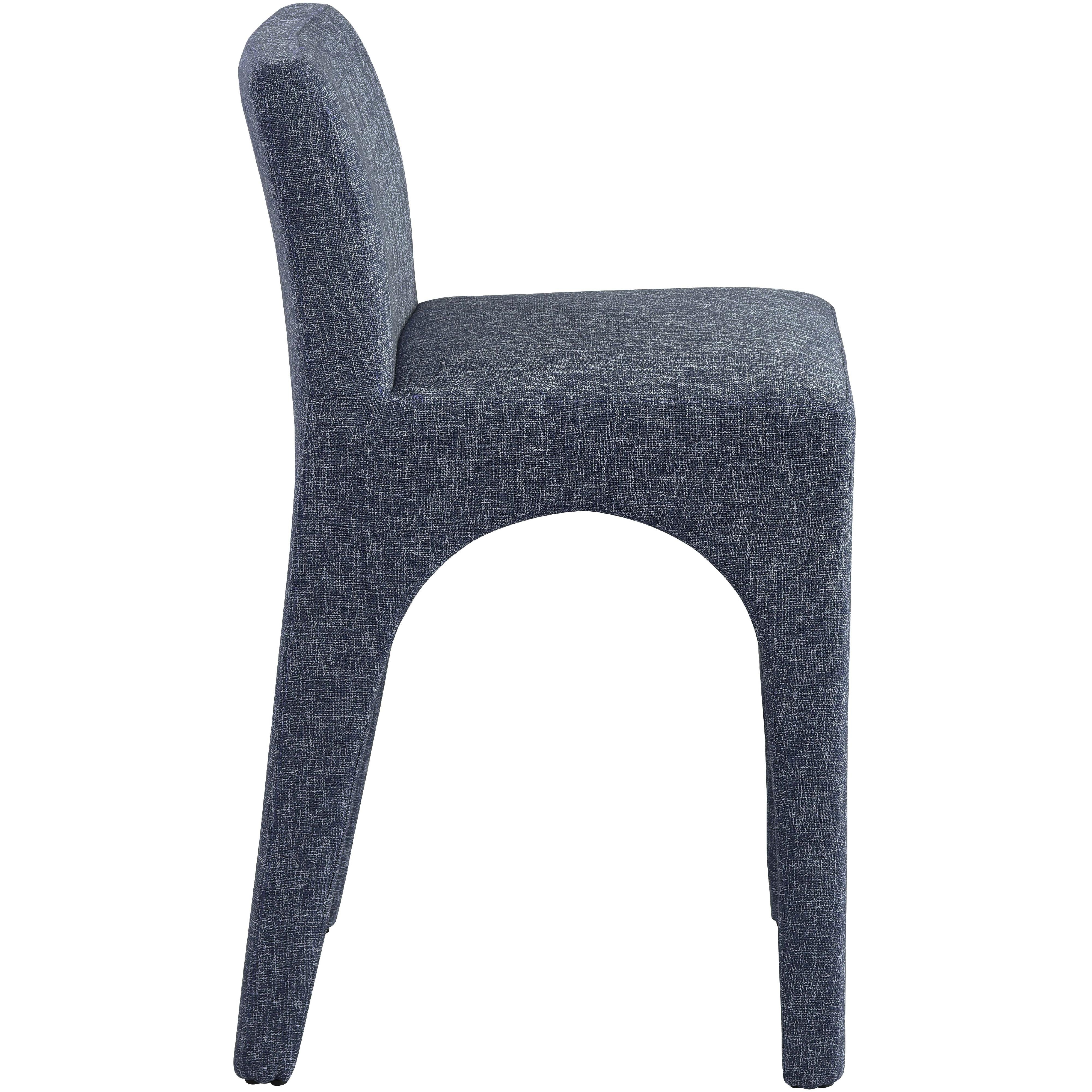 Meridian Gramercy Blue Linen Textured Fabric Stool