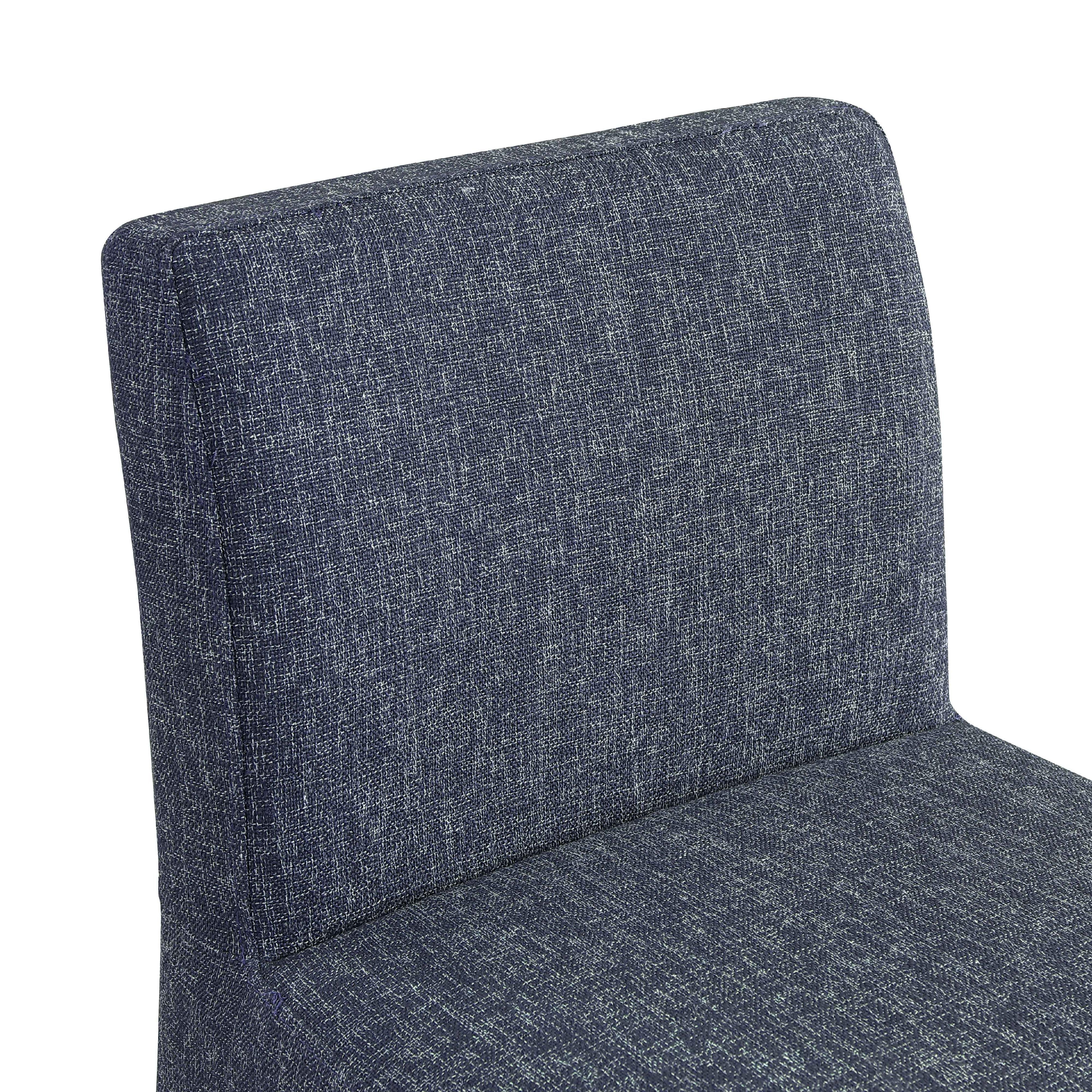 Meridian Gramercy Blue Linen Textured Fabric Stool