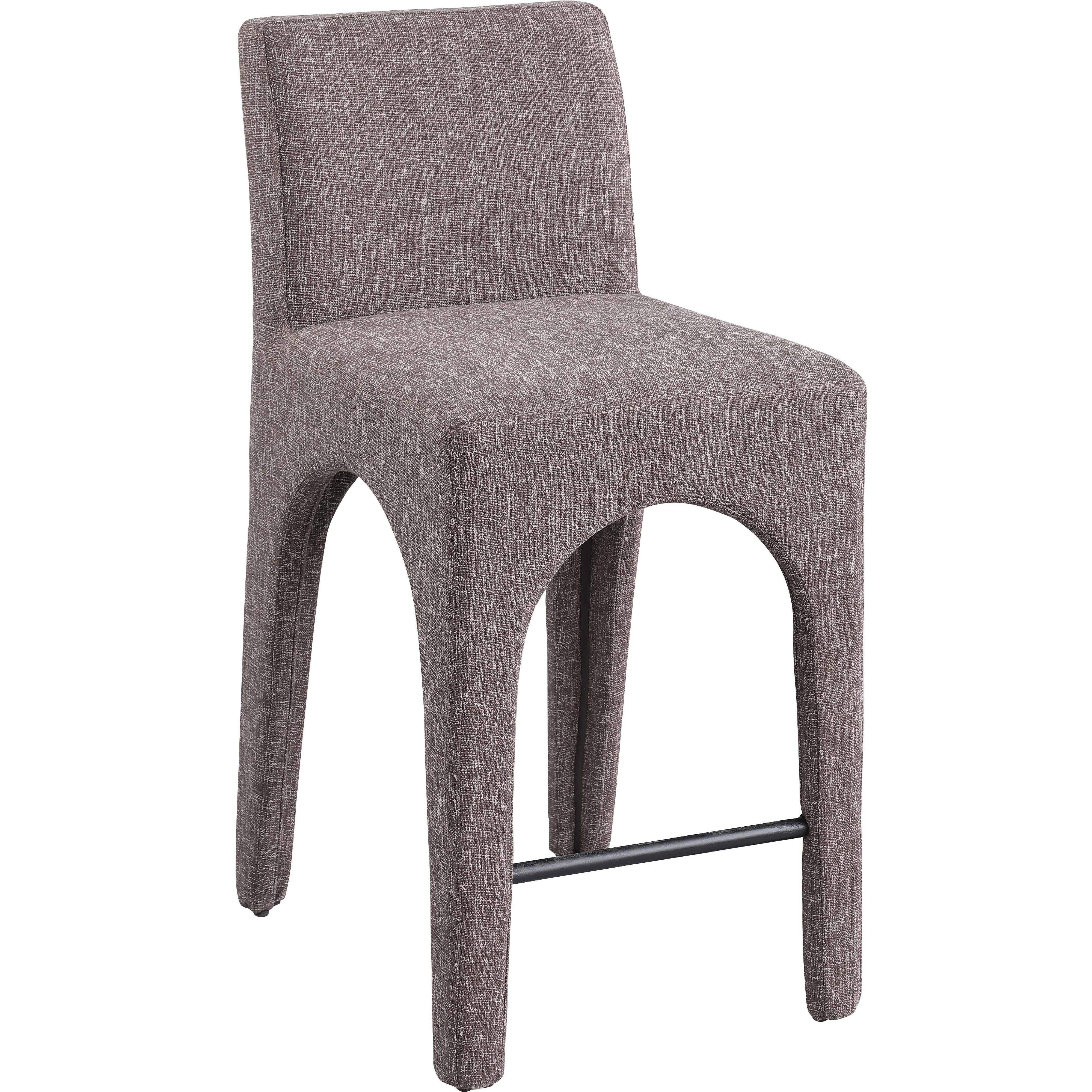 Meridian Gramercy Brown Linen Textured Fabric Stool