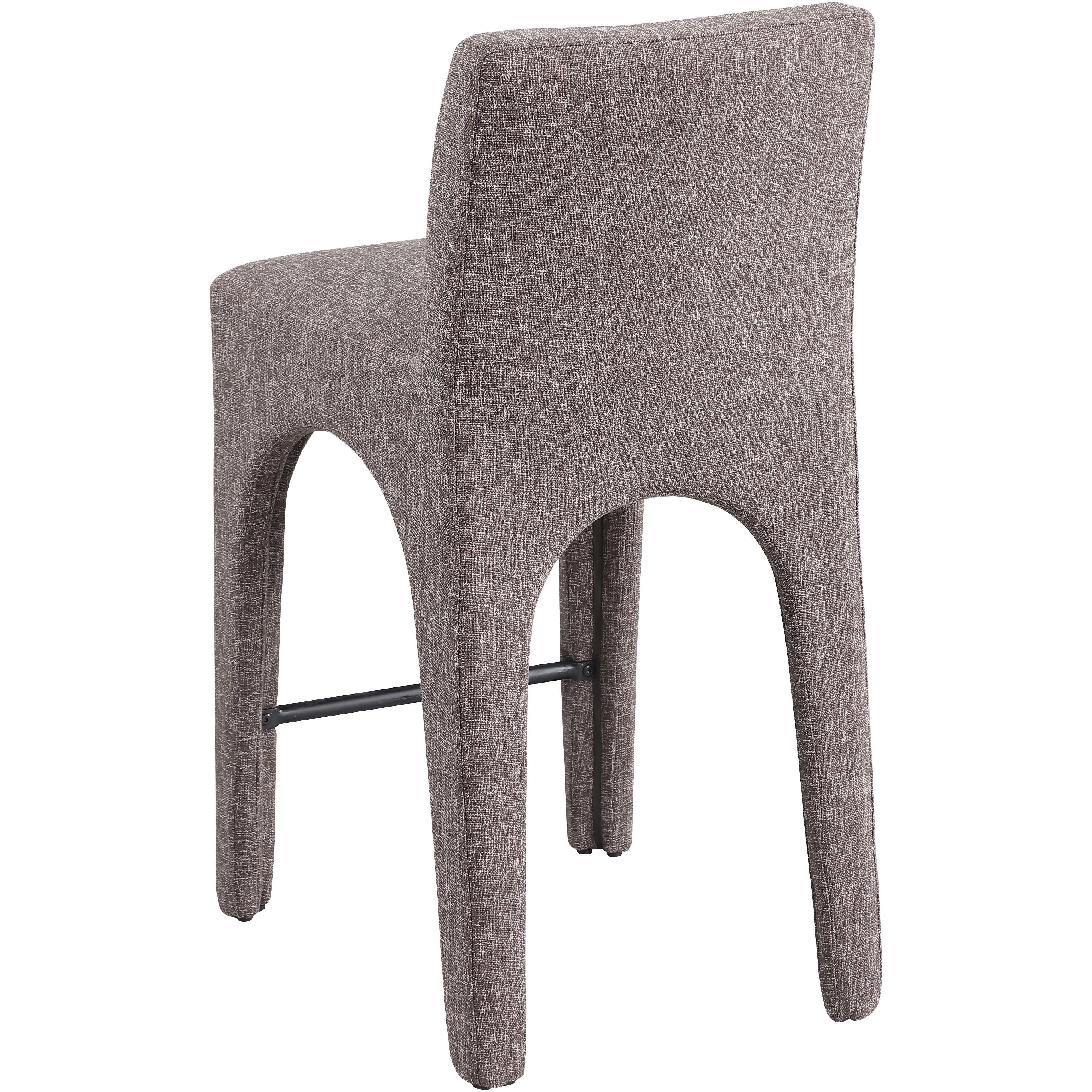 Meridian Gramercy Brown Linen Textured Fabric Stool