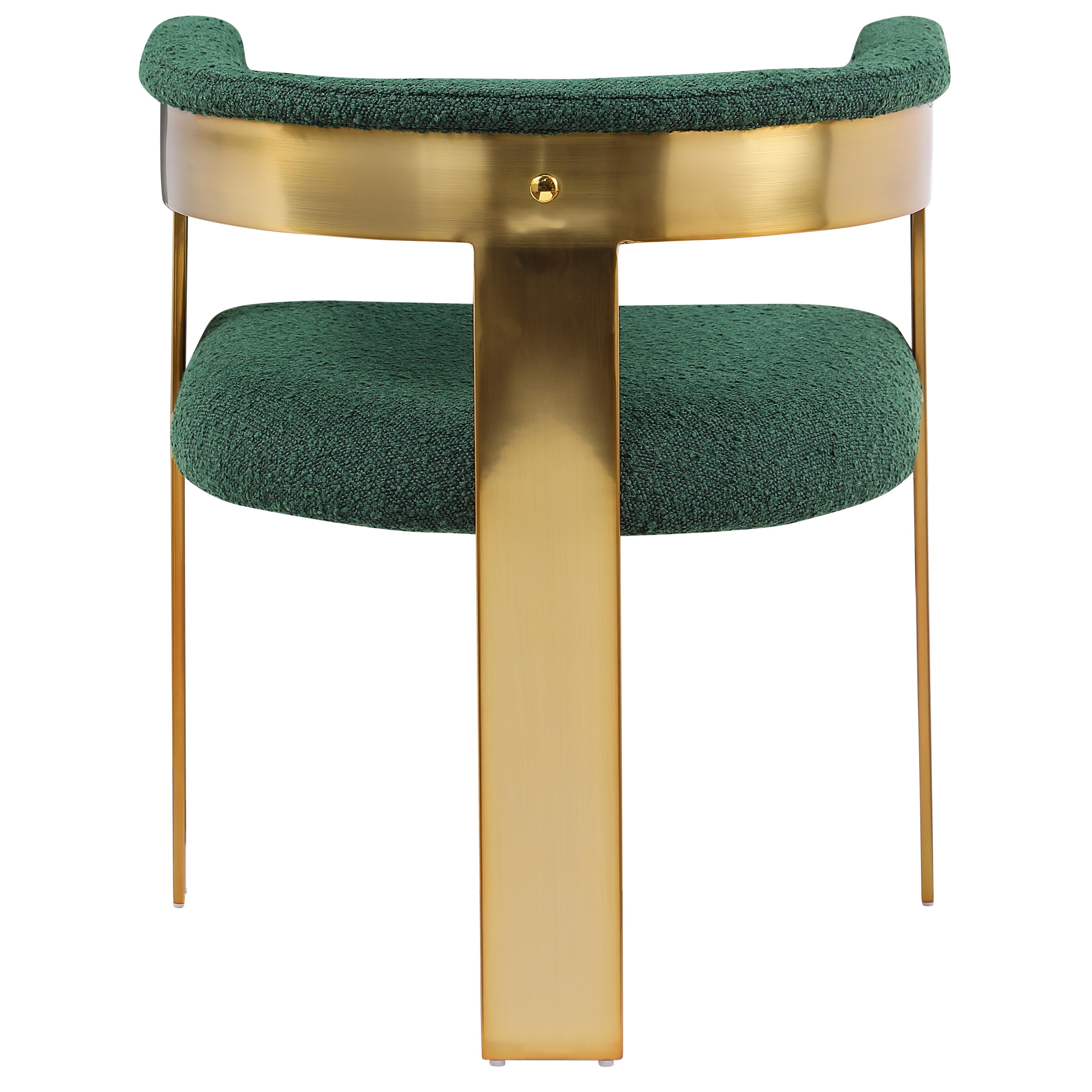 Meridian Romeo Green Boucle Fabric Dining Chair