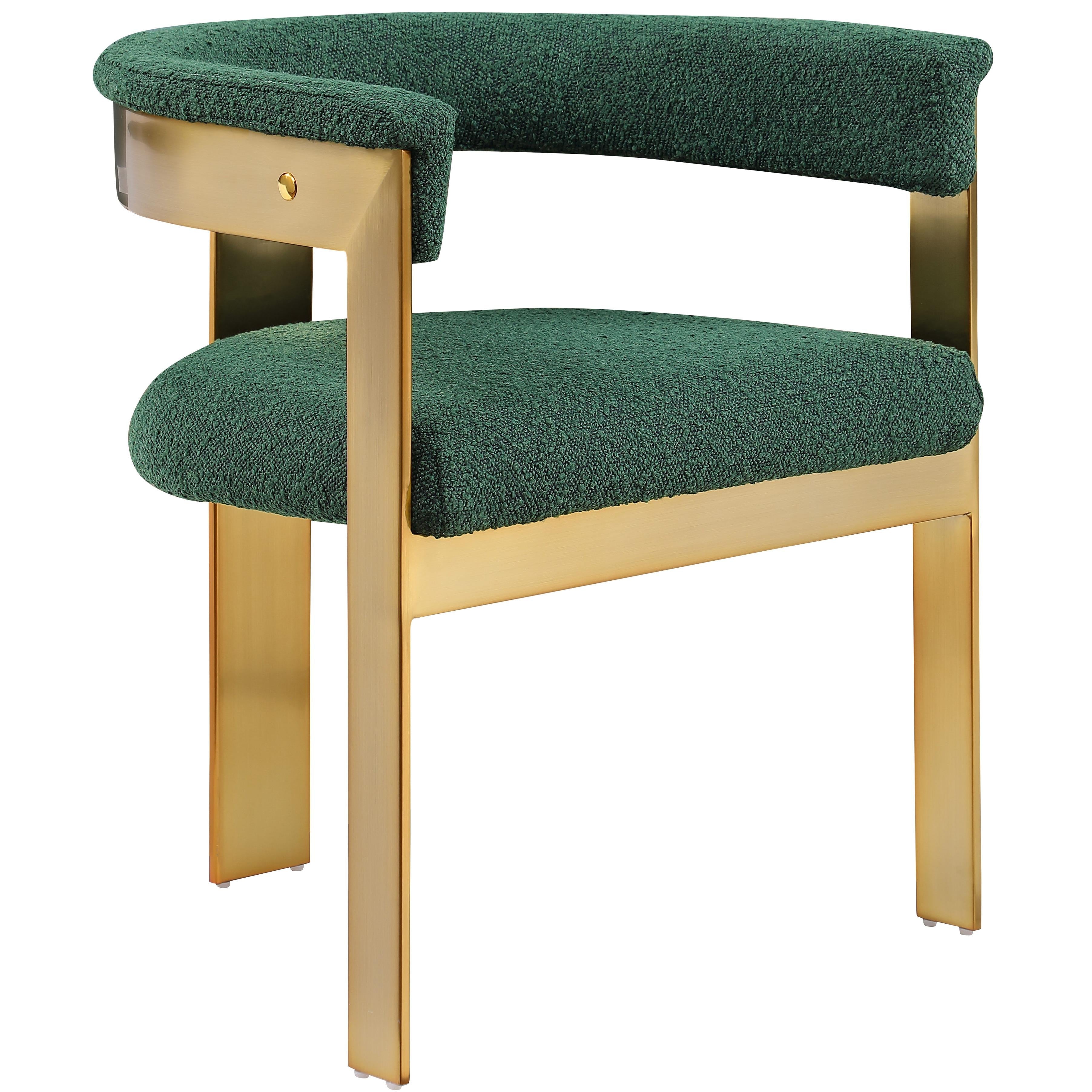 Meridian Romeo Green Boucle Fabric Dining Chair