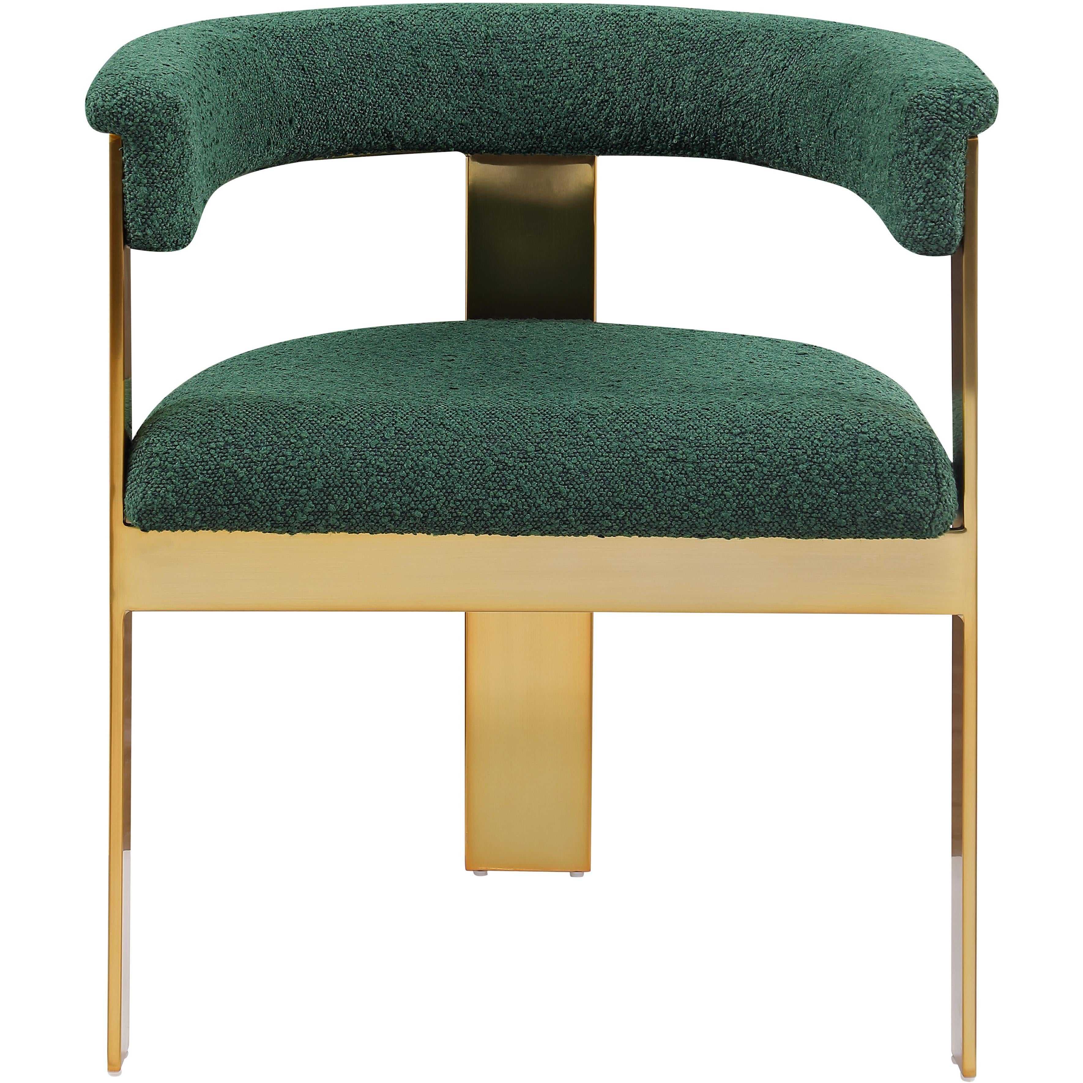 Meridian Romeo Green Boucle Fabric Dining Chair