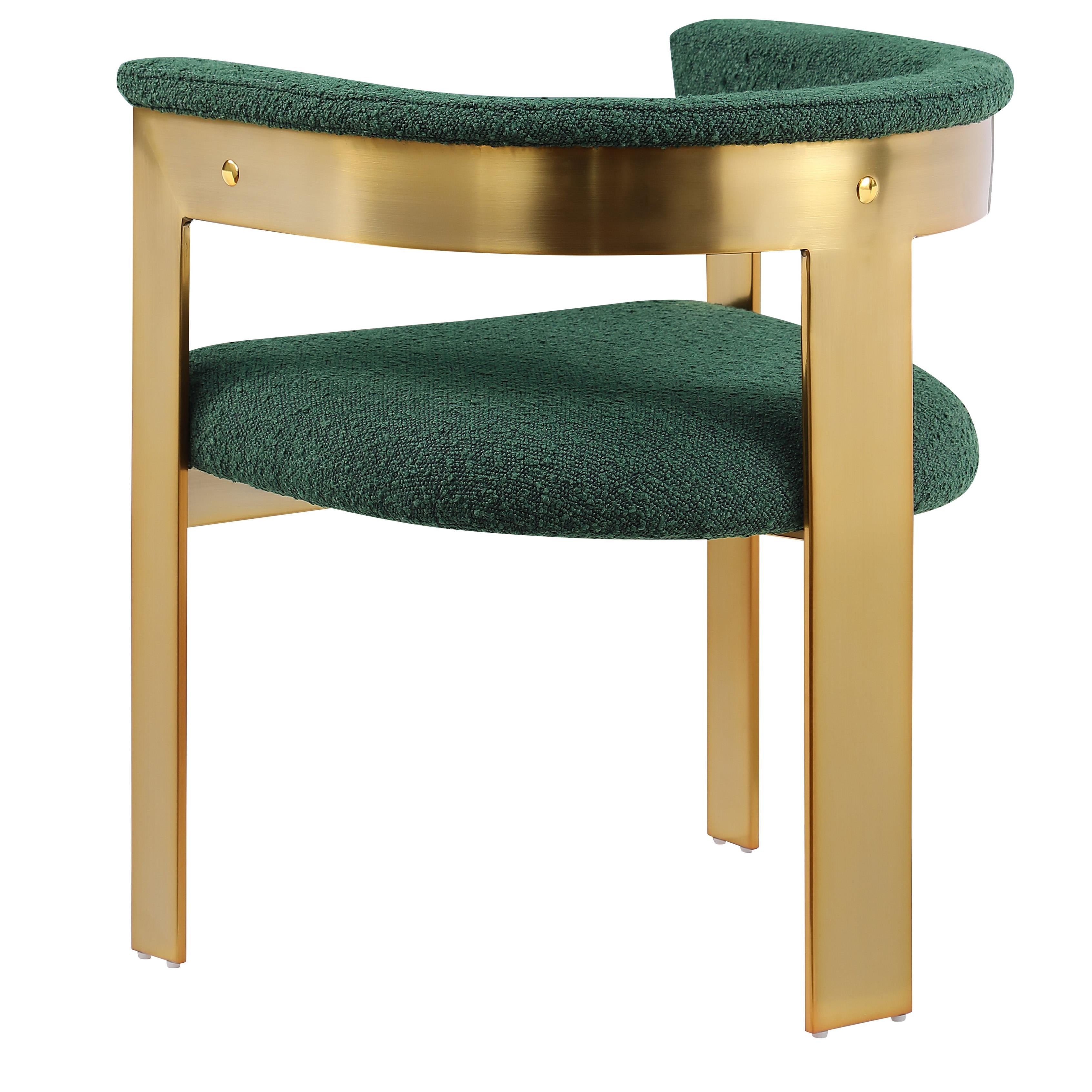 Meridian Romeo Green Boucle Fabric Dining Chair